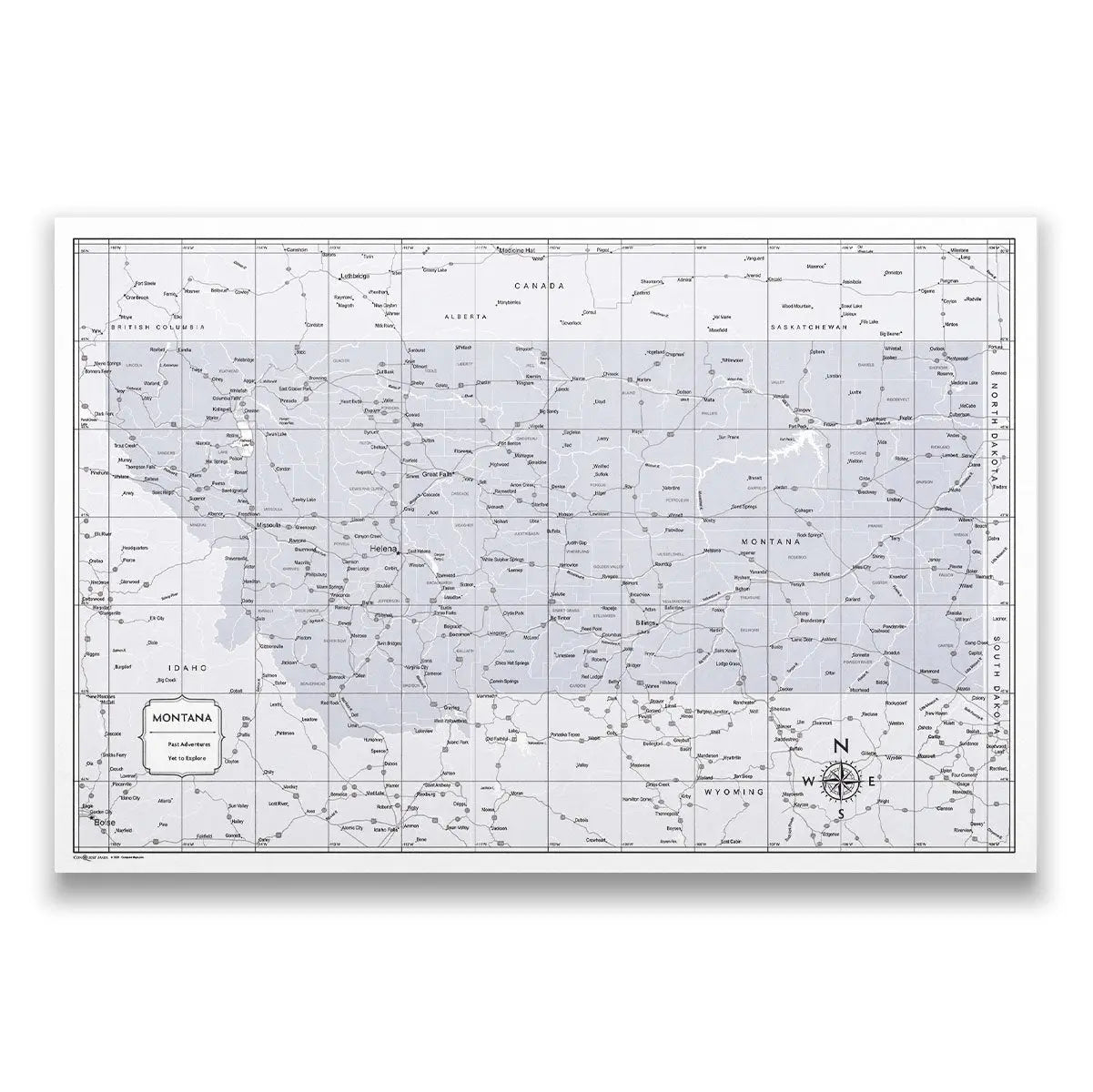 Push Pin Montana Map (Pin Board) - Light Gray Color Splash CM Pin Board