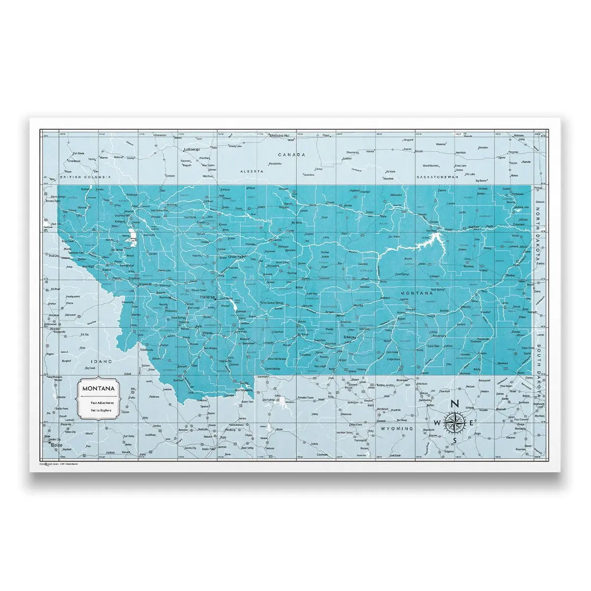 Push Pin Montana Map (Pin Board) - Teal Color Splash CM Pin Board