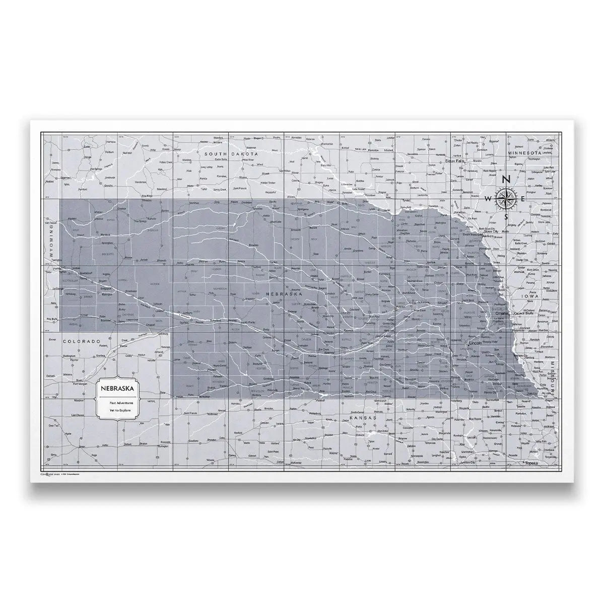 Push Pin Nebraska Map (Pin Board) - Dark Gray Color Splash CM Pin Board