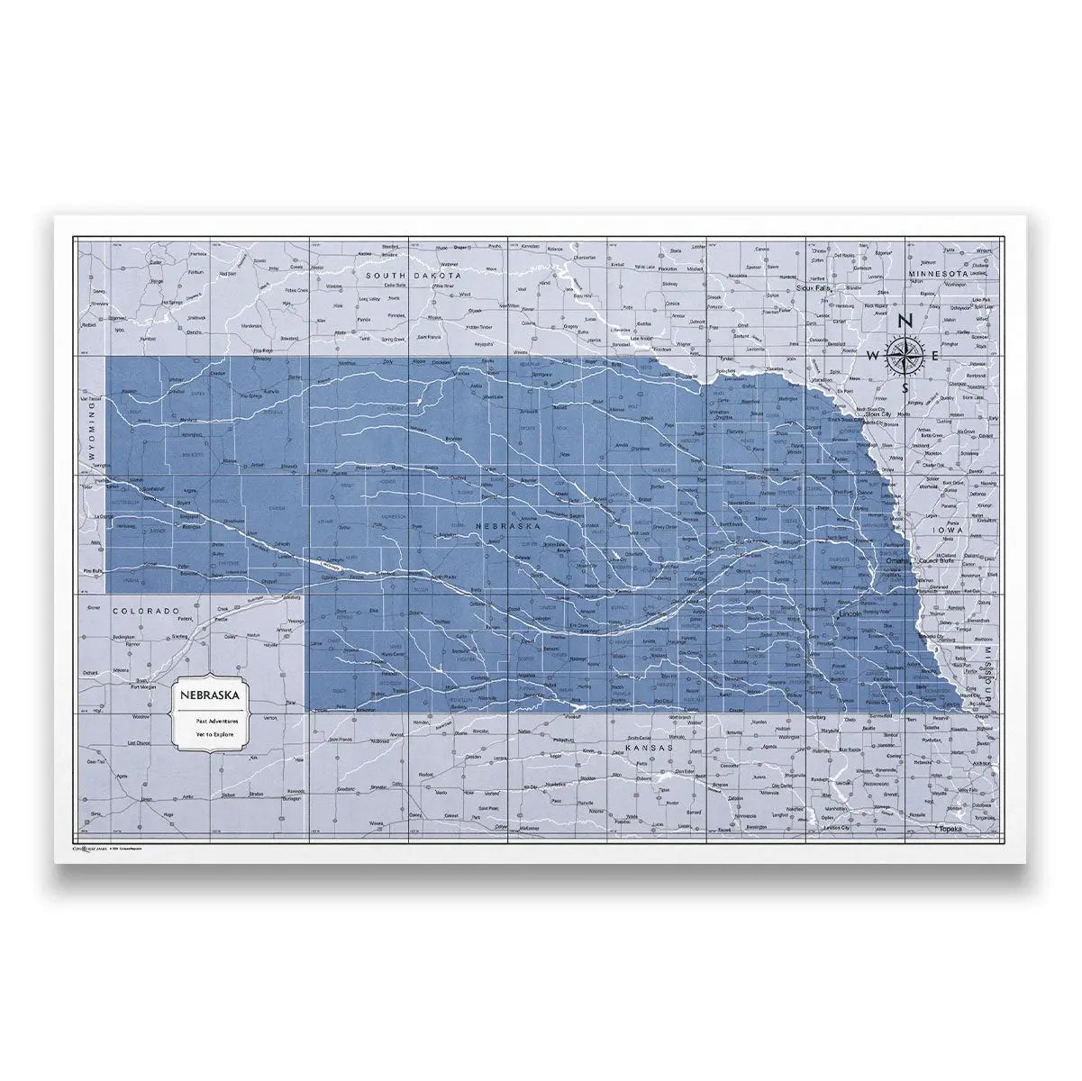 Push Pin Nebraska Map (Pin Board) - Navy Color Splash CM Pin Board