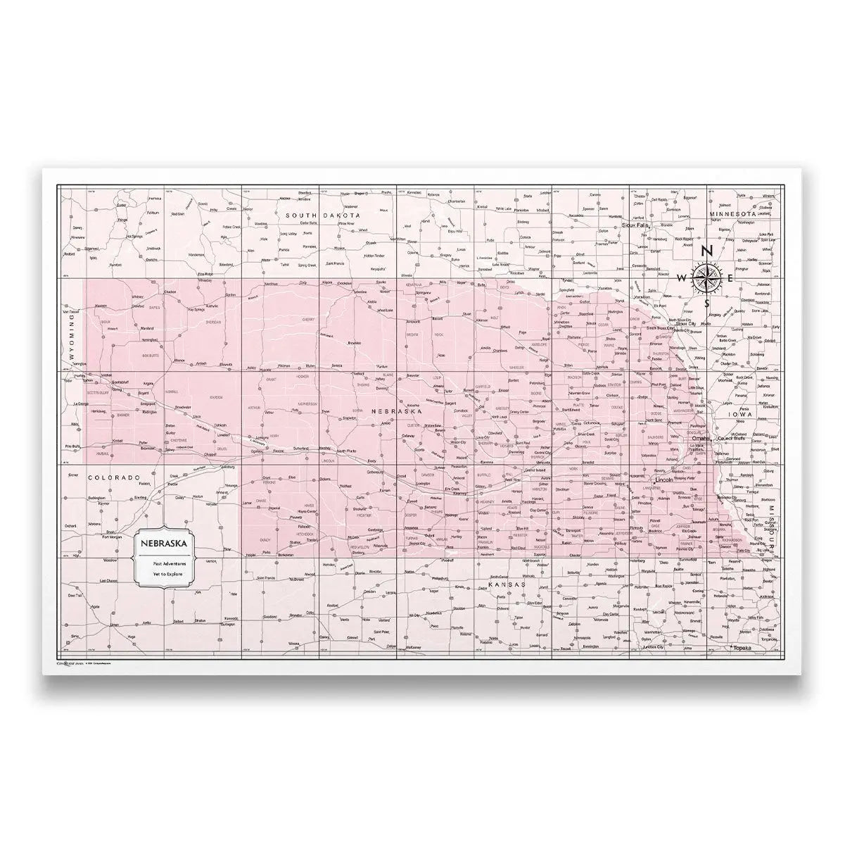 Push Pin Nebraska Map (Pin Board) - Pink Color Splash CM Pin Board