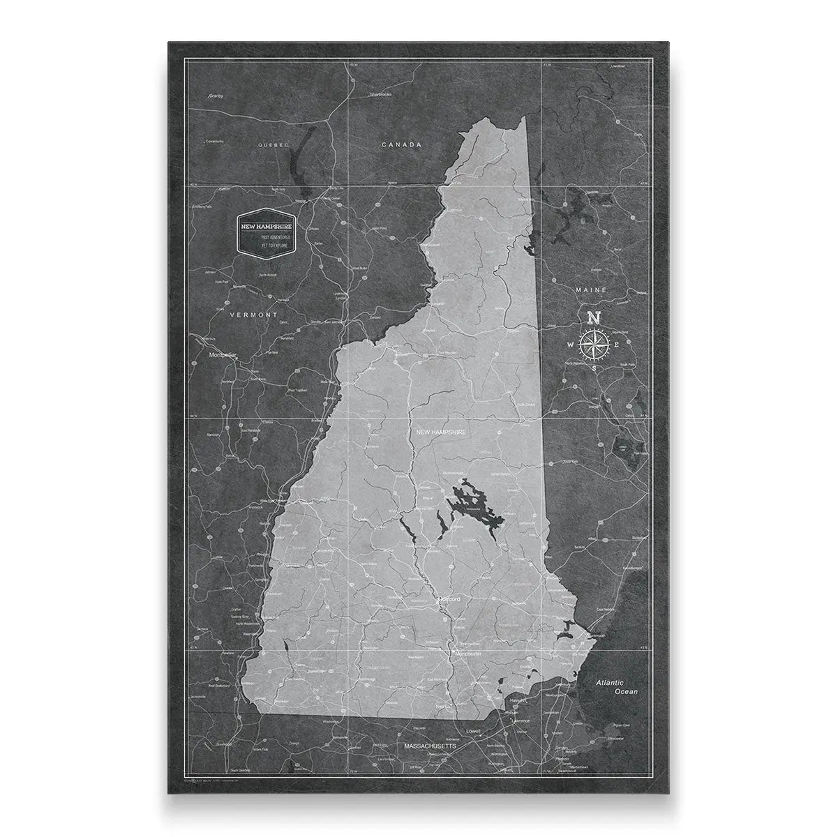 Push Pin New Hampshire Map (Pin Board) - Modern Slate CM Pin Board