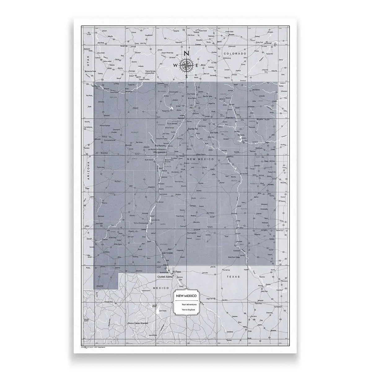 Push Pin New Mexico Map (Pin Board) - Dark Gray Color Splash CM Pin Board