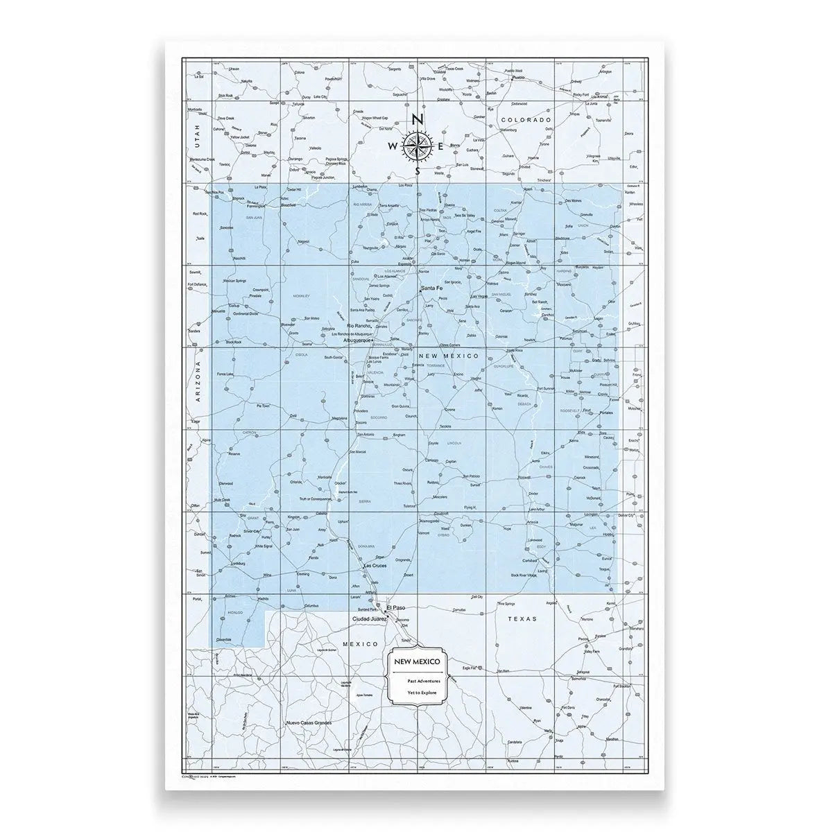 Push Pin New Mexico Map (Pin Board) - Light Blue Color Splash CM Pin Board