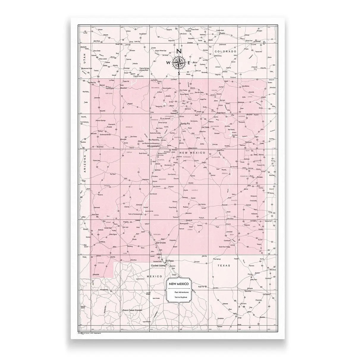 Push Pin New Mexico Map (Pin Board) - Pink Color Splash CM Pin Board