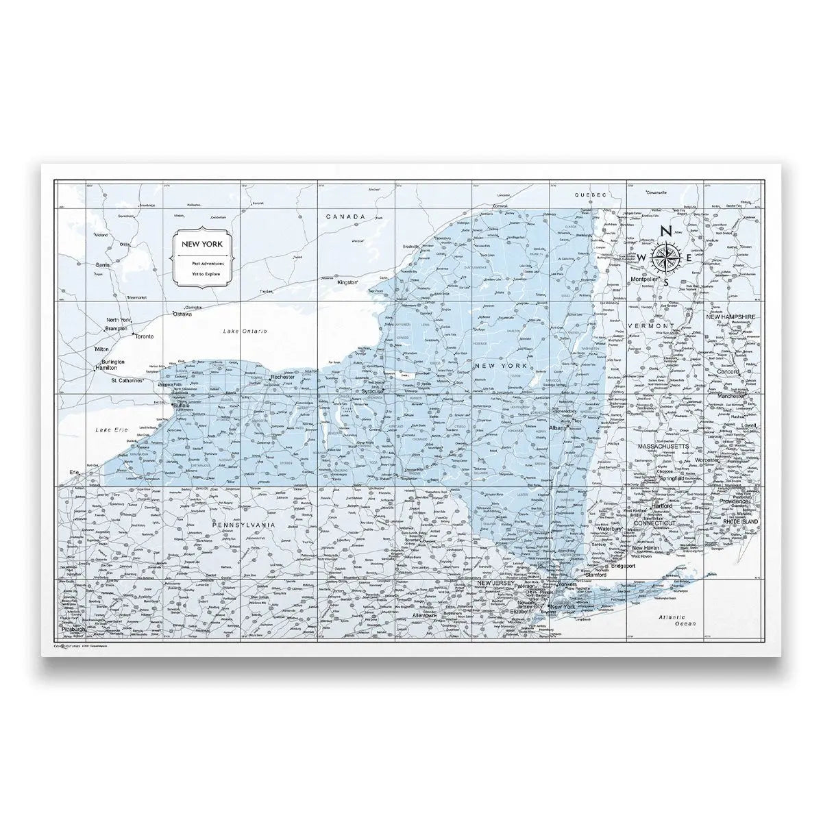 Push Pin New York Map (Pin Board) - Light Blue Color Splash CM Pin Board