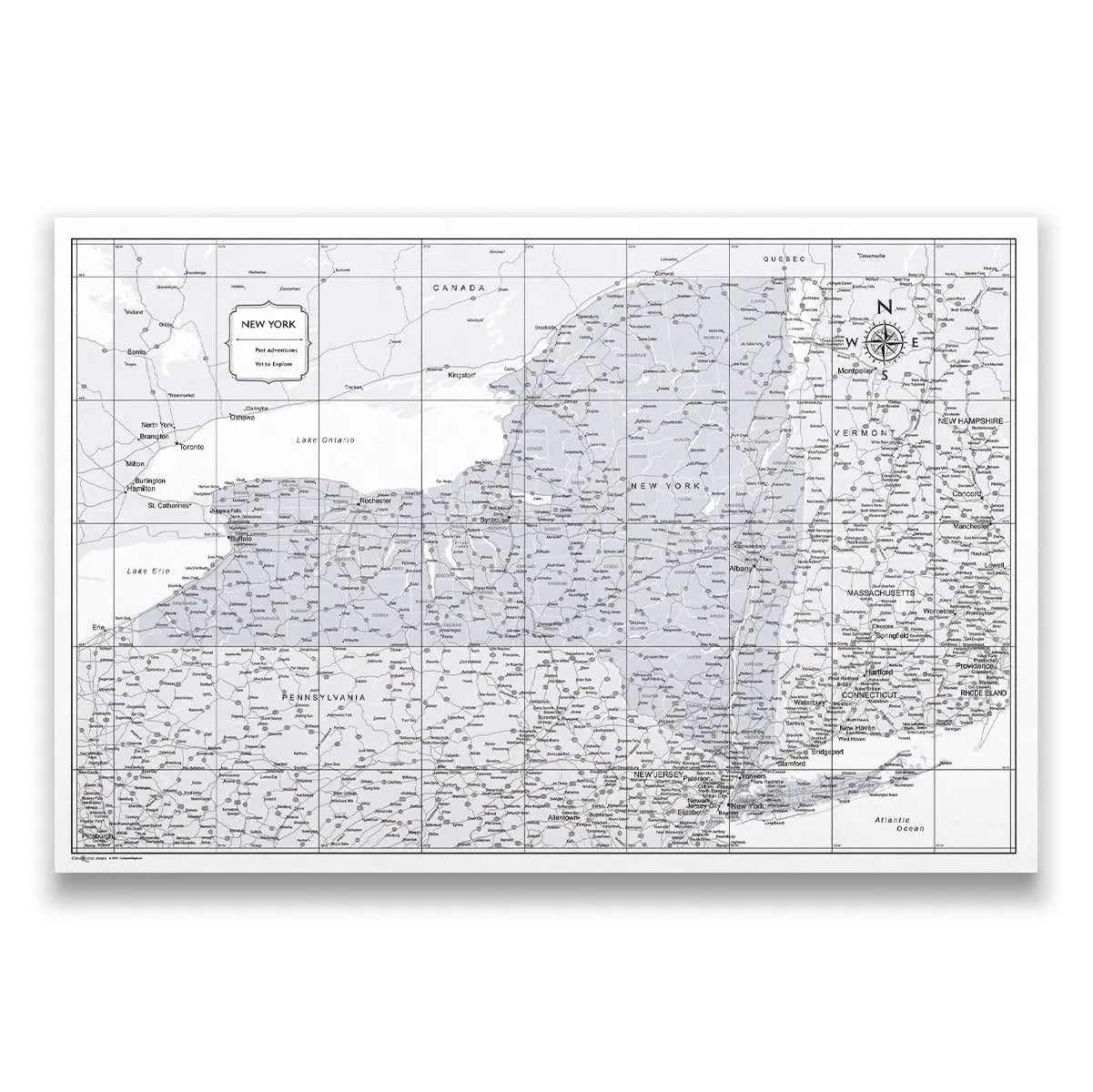 Push Pin New York Map (Pin Board) - Light Gray Color Splash CM Pin Board