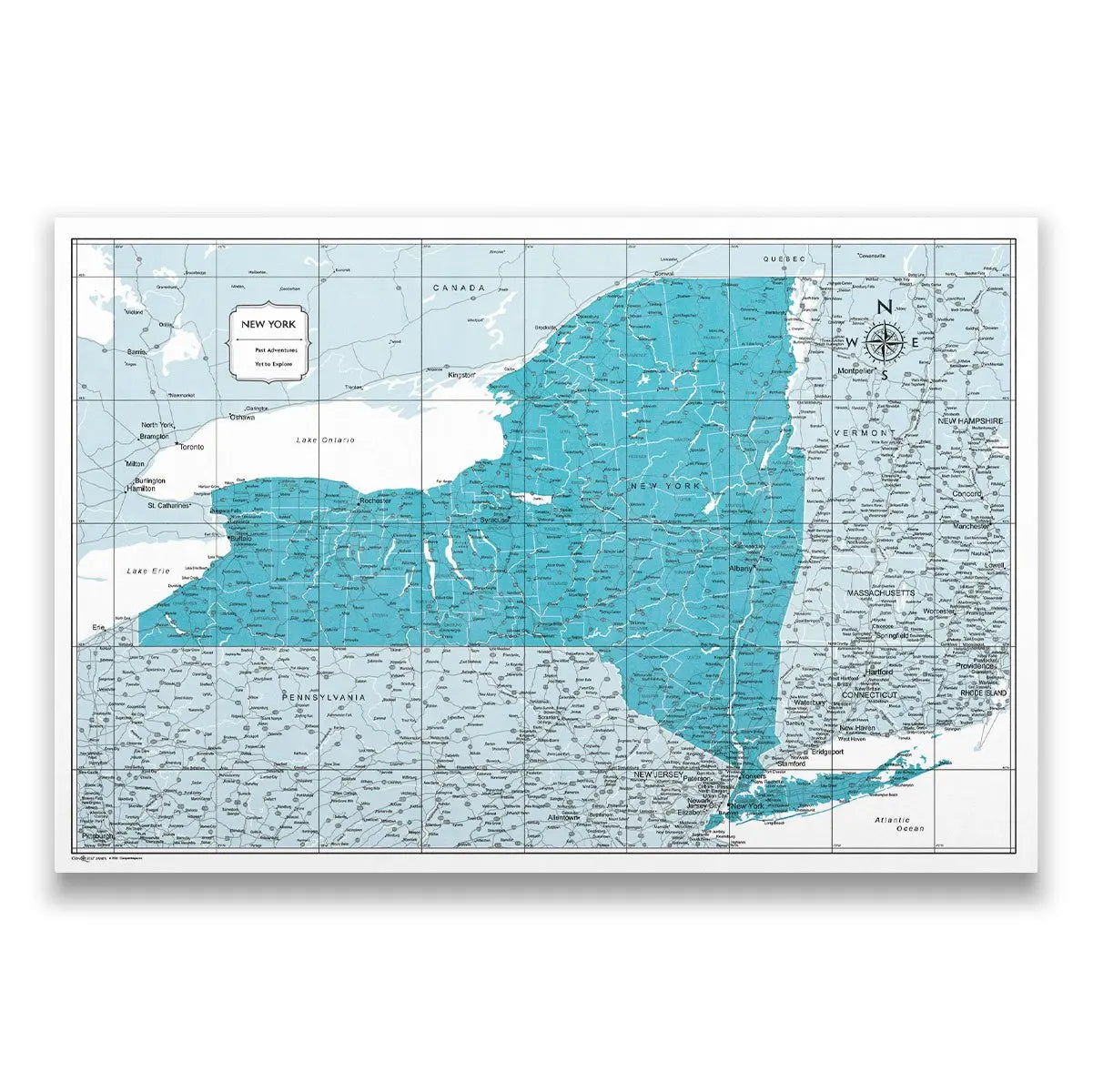Push Pin New York Map (Pin Board) - Teal Color Splash CM Pin Board