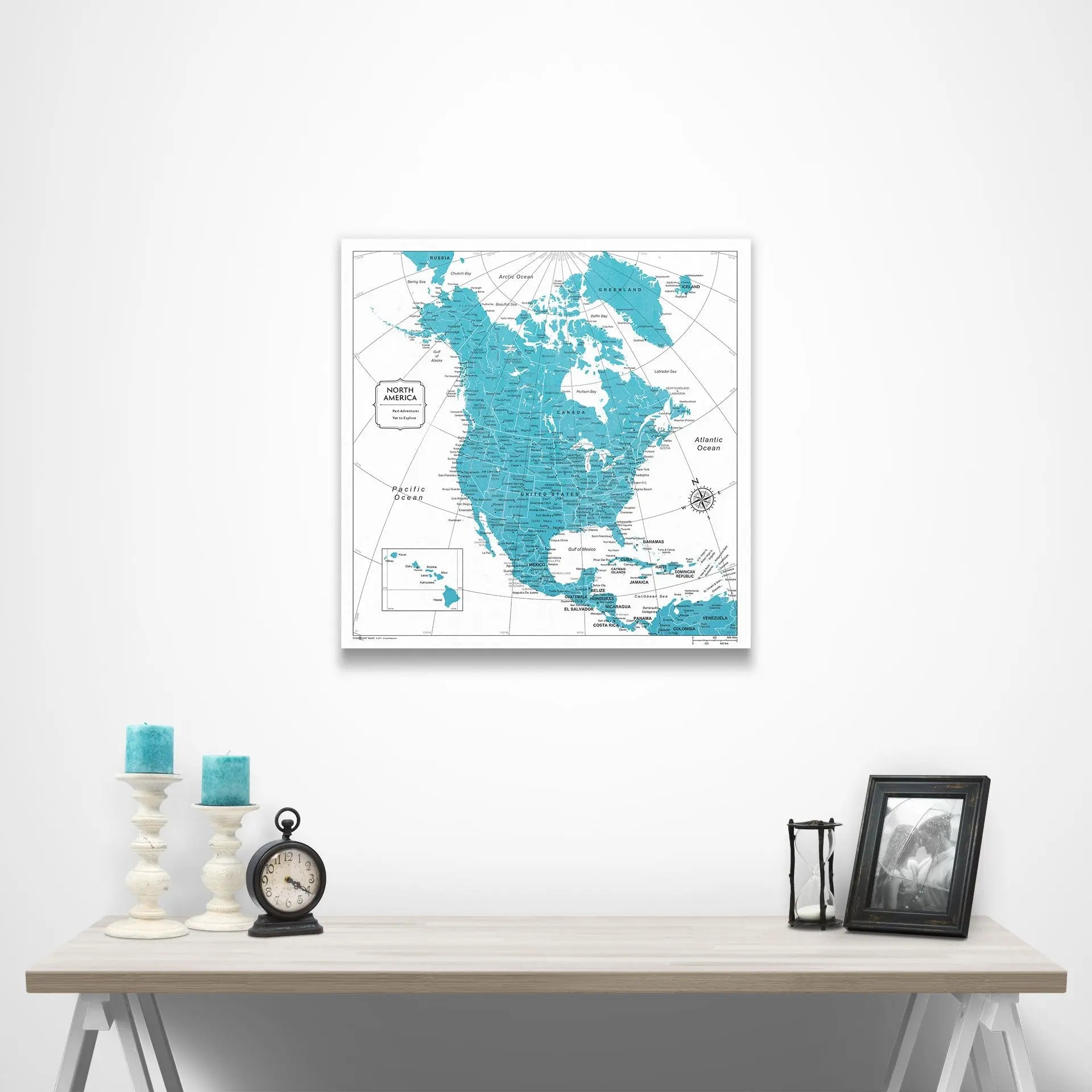 North America Poster - Teal Color Splash CM Poster