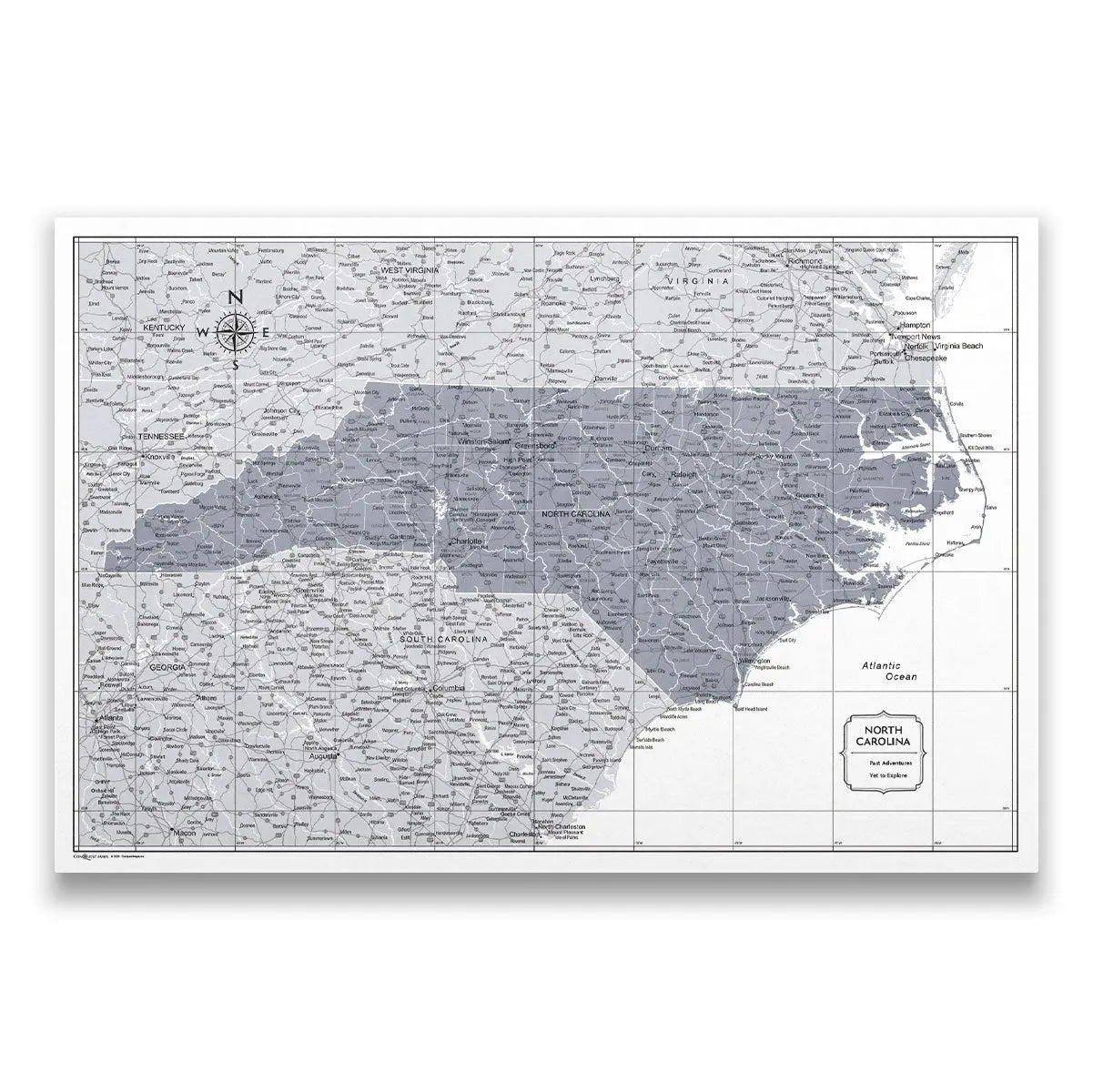 Push Pin North Carolina Map (Pin Board) - Dark Gray Color Splash CM Pin Board