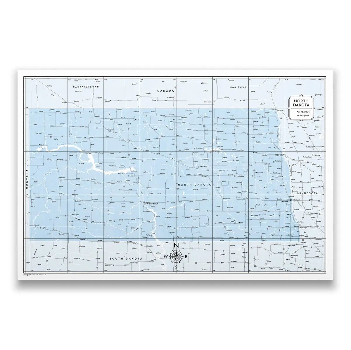 Push Pin North Dakota Map (Pin Board) - Light Blue Color Splash CM Pin Board
