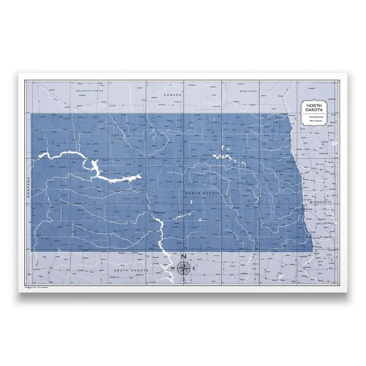 Push Pin North Dakota Map (Pin Board) - Navy Color Splash CM Pin Board
