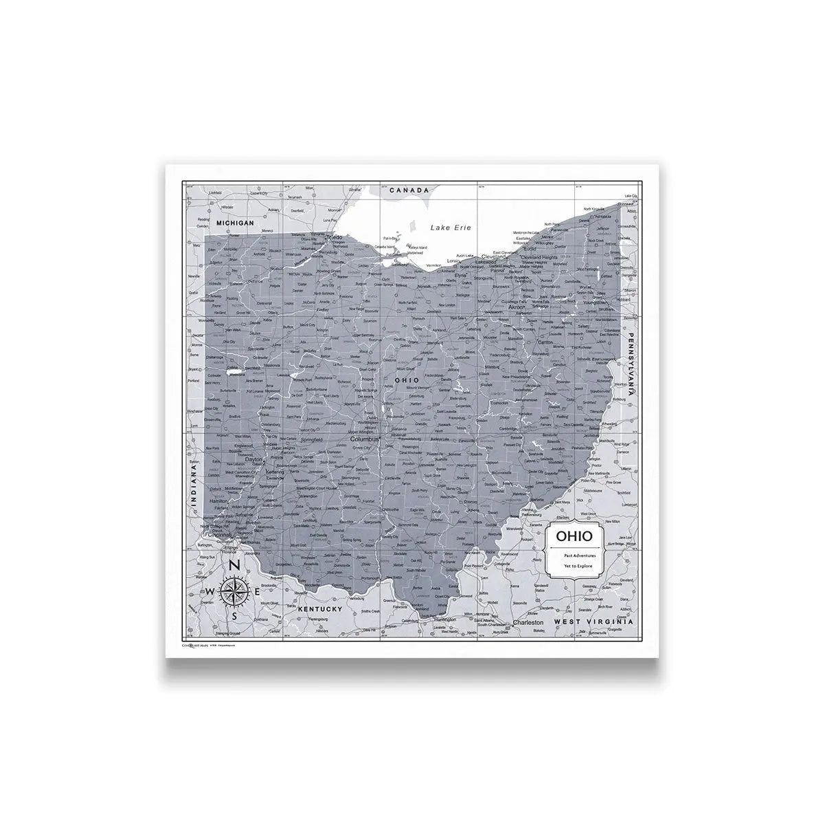 Push Pin Ohio Map (Pin Board) - Dark Gray Color Splash CM Pin Board