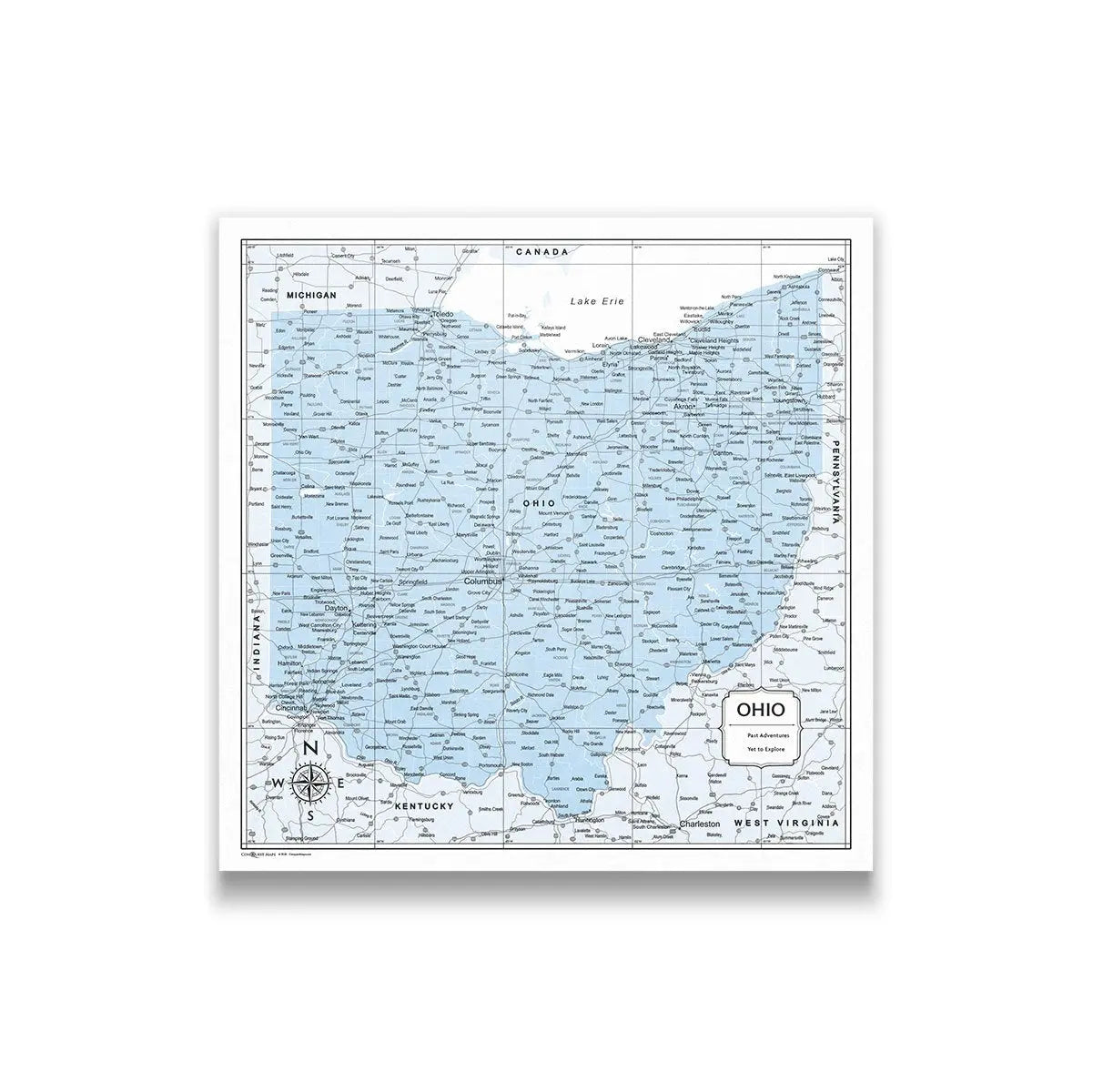 Push Pin Ohio Map (Pin Board) - Light Blue Color Splash CM Pin Board