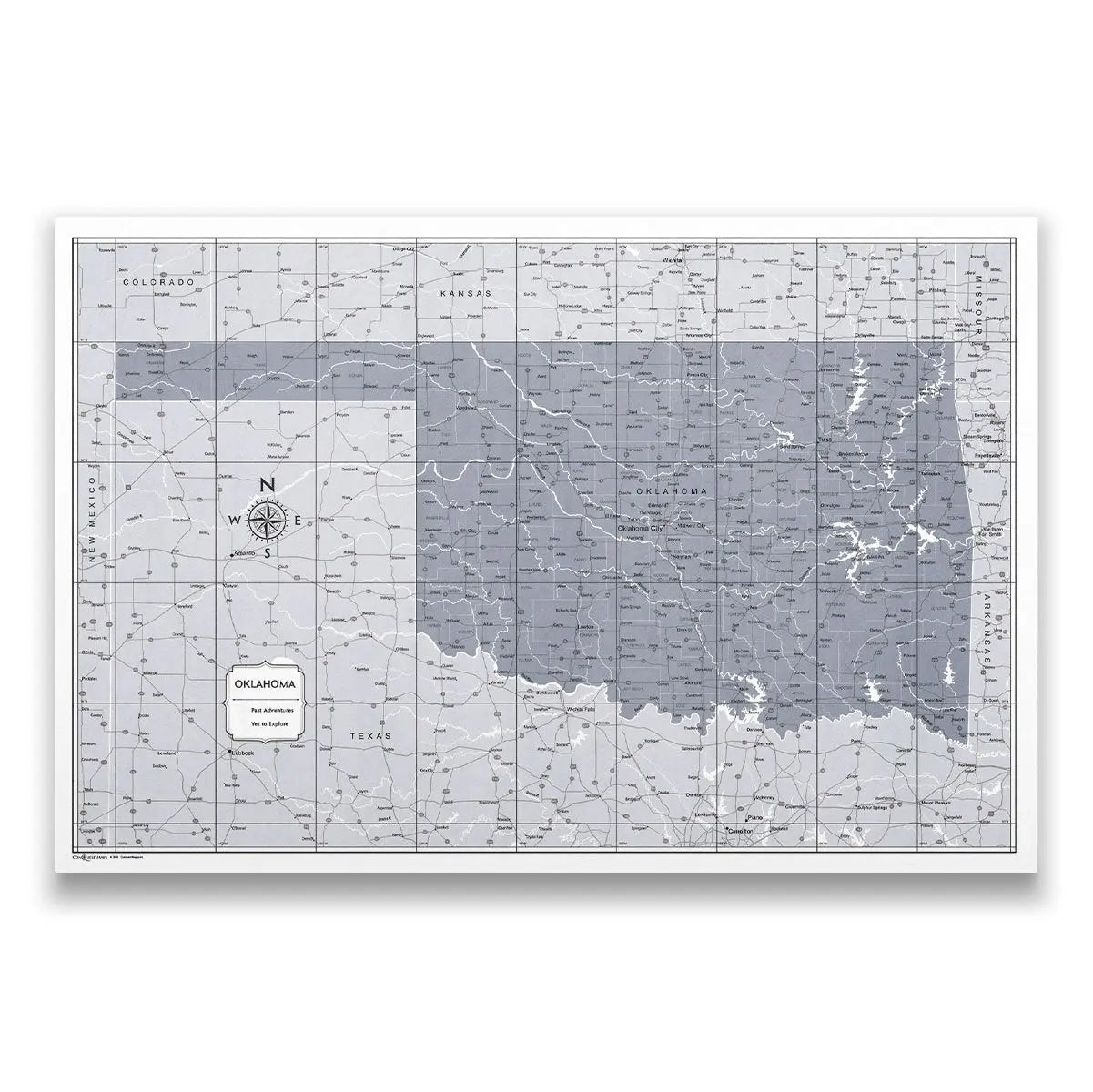 Push Pin Oklahoma Map (Pin Board) - Dark Gray Color Splash CM Pin Board