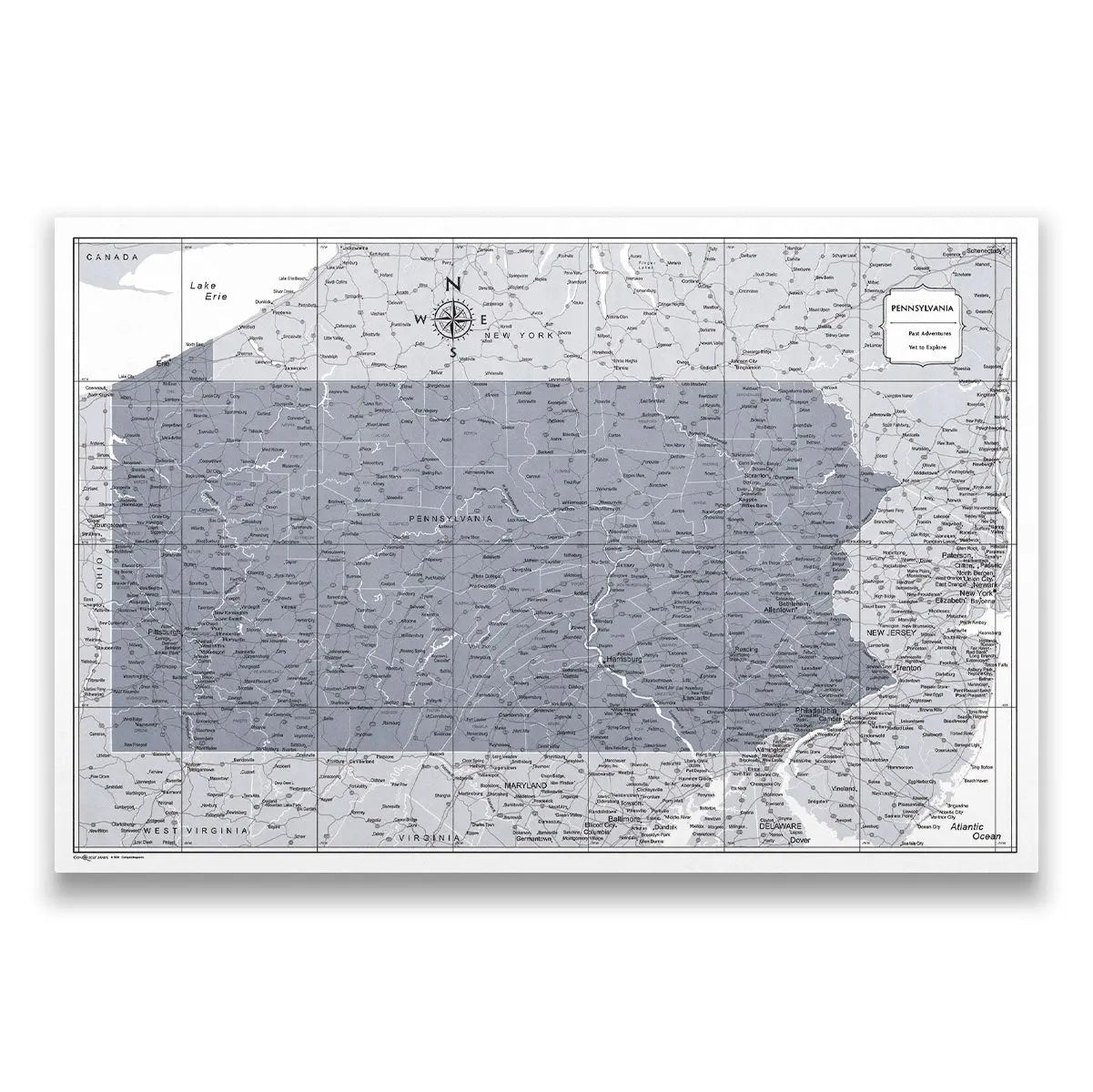 Push Pin Pennsylvania Map (Pin Board) - Dark Gray Color Splash CM Pin Board