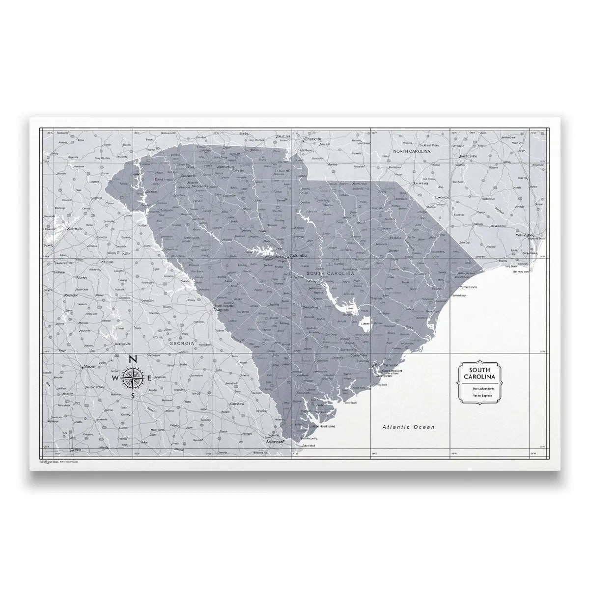 Push Pin South Carolina Map (Pin Board) - Dark Gray Color Splash CM Pin Board