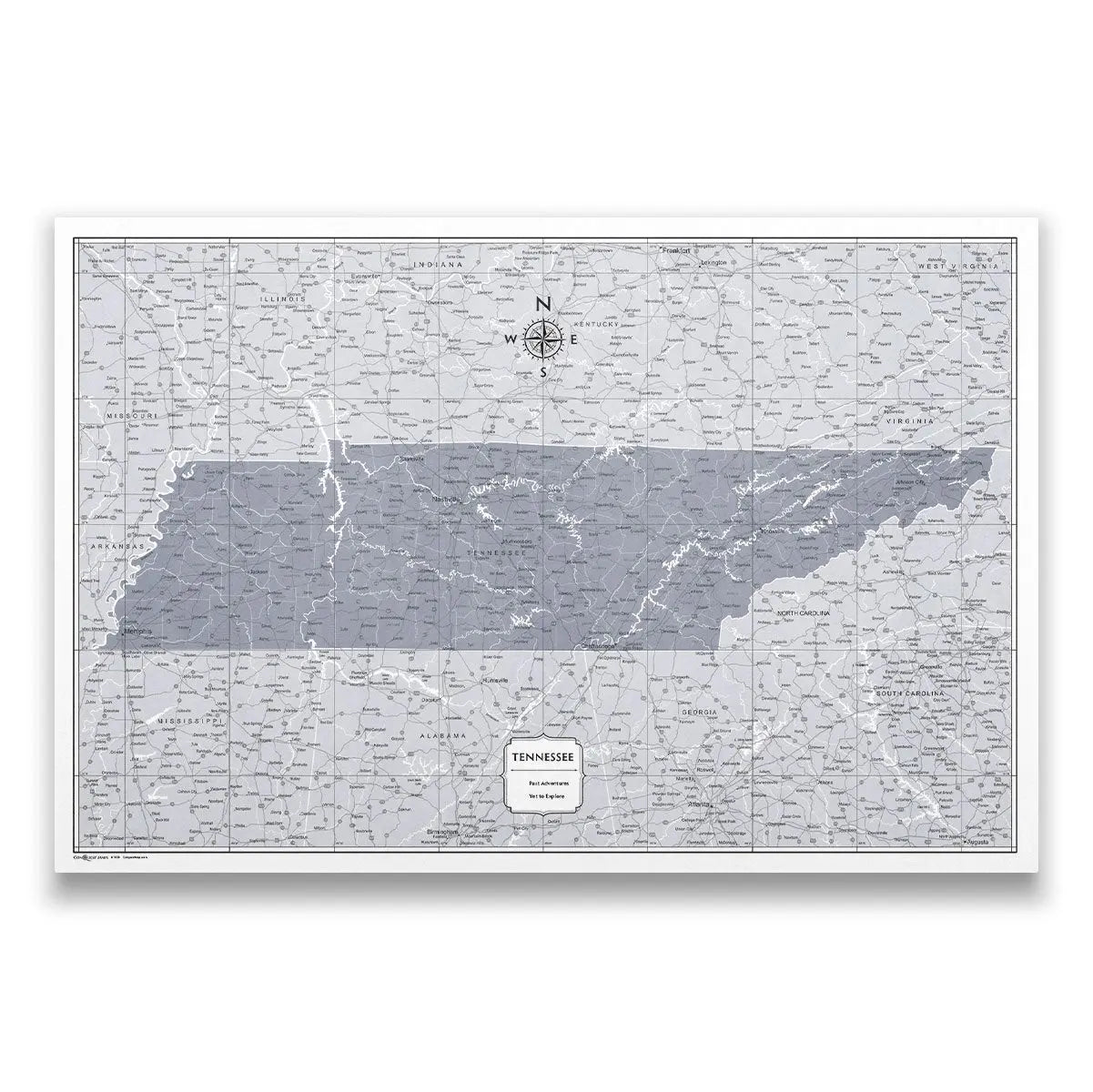 Push Pin Tennessee Map (Pin Board) - Dark Gray Color Splash CM Pin Board