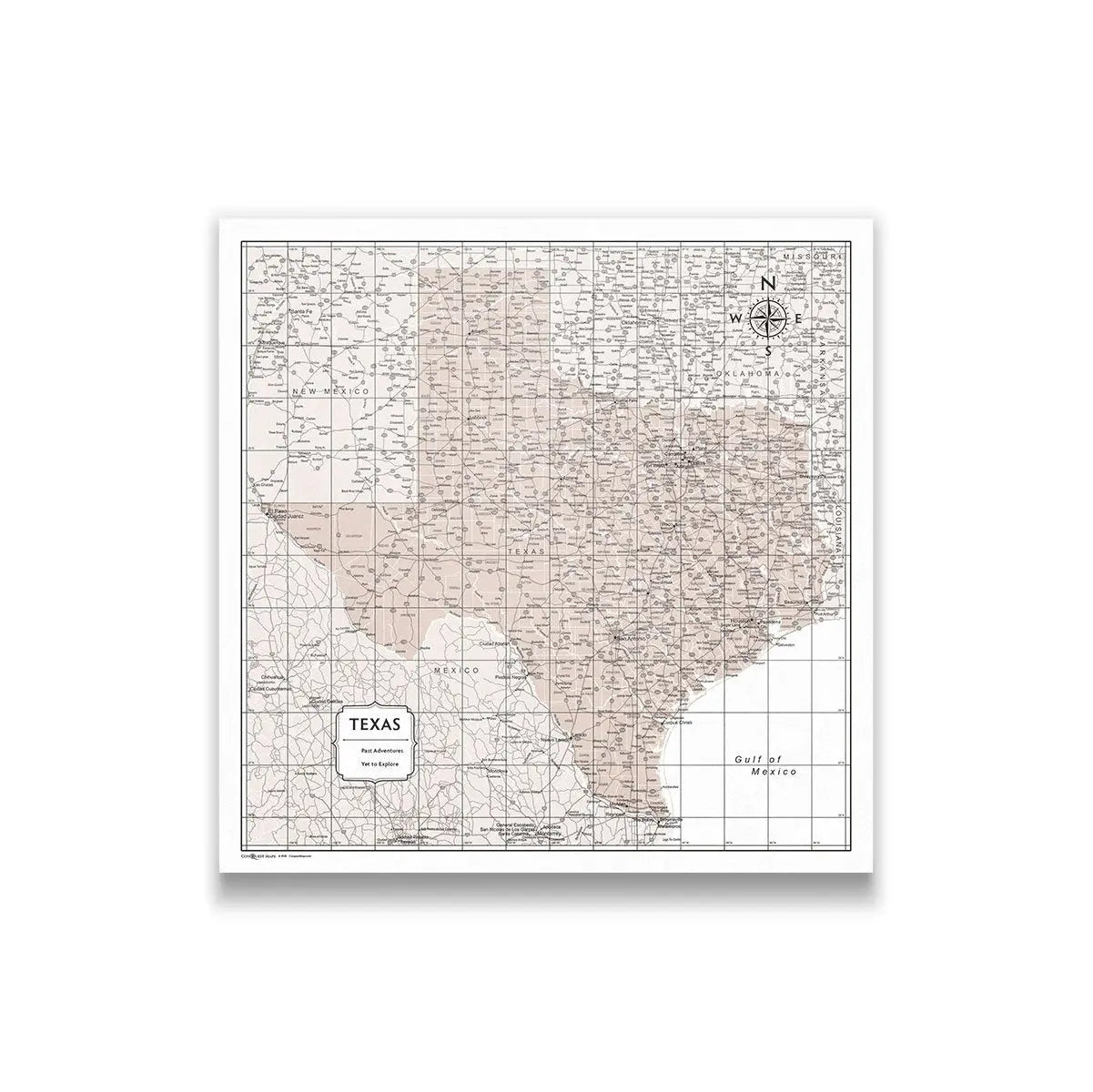 Push Pin Texas Map (Pin Board) - Light Brown Color Splash CM Pin Board