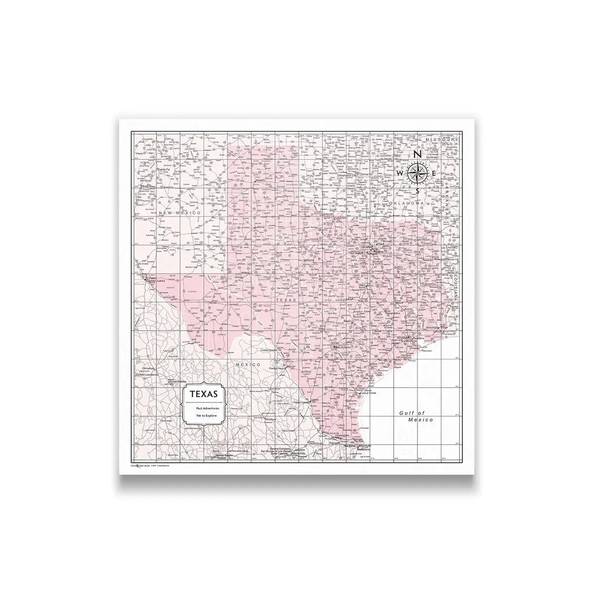 Push Pin Texas Map (Pin Board) - Pink Color Splash CM Pin Board