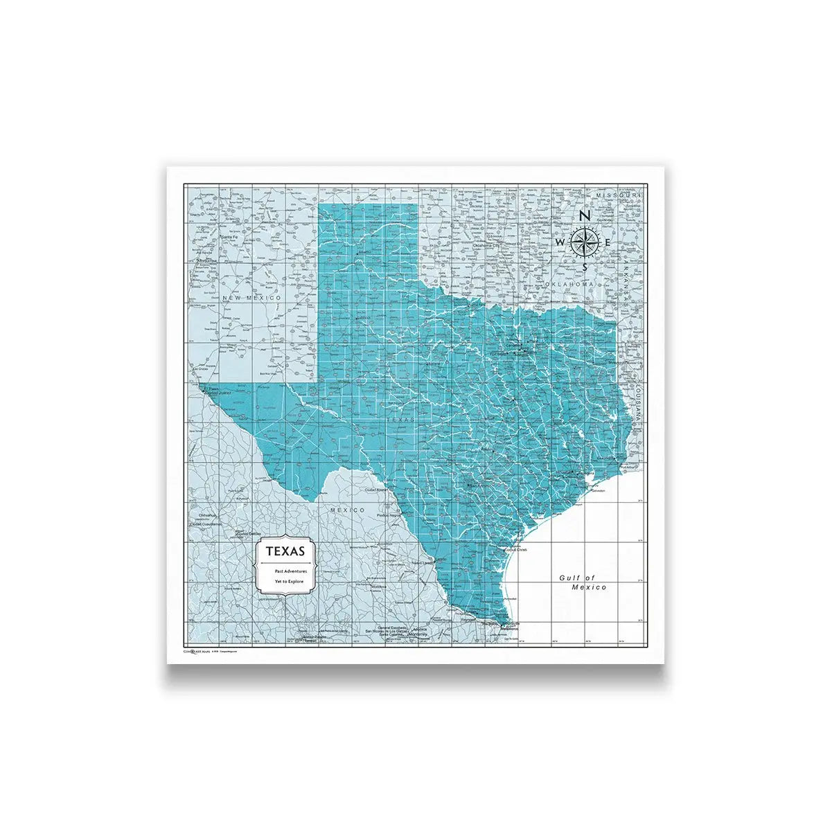 Push Pin Texas Map (Pin Board) - Teal Color Splash CM Pin Board