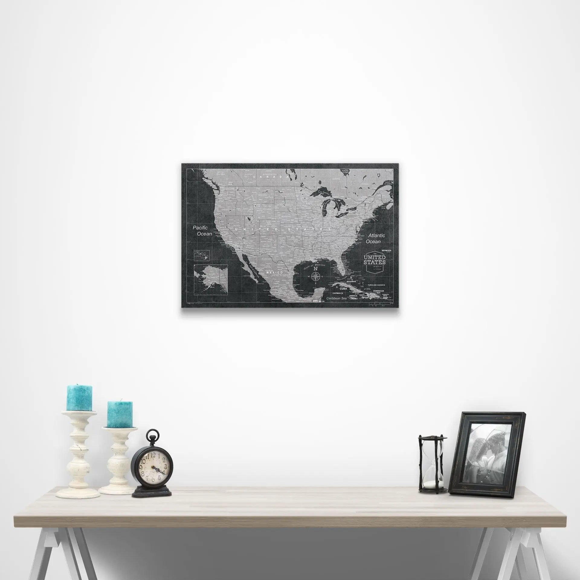 USA Map Poster - Modern Slate CM Poster