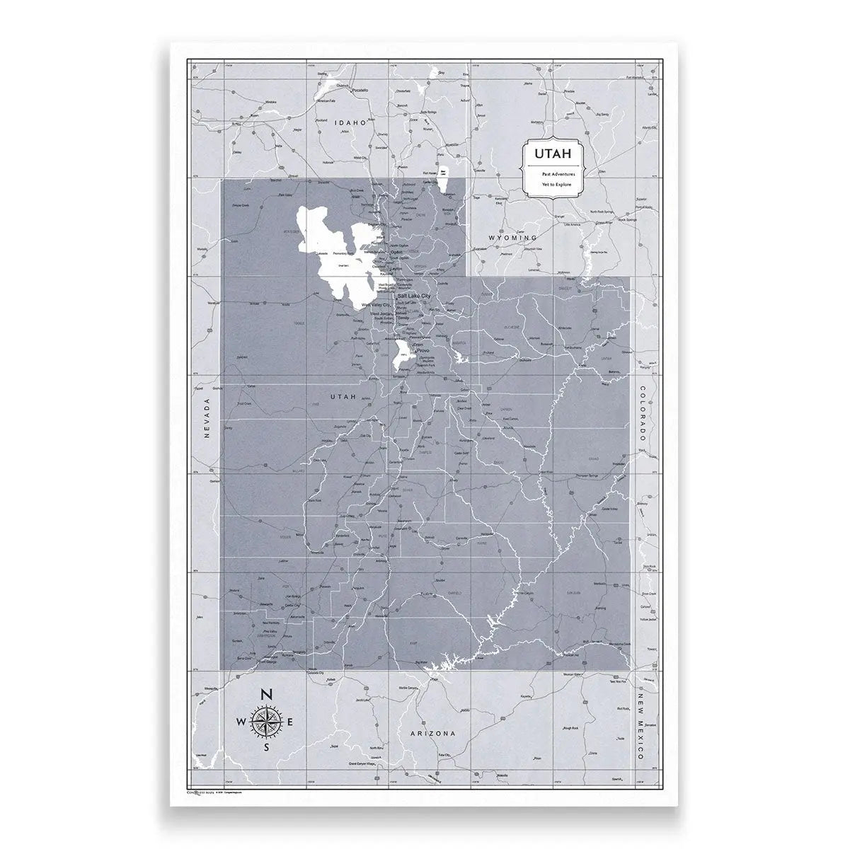 Push Pin Utah Map (Pin Board) - Dark Gray Color Splash CM Pin Board