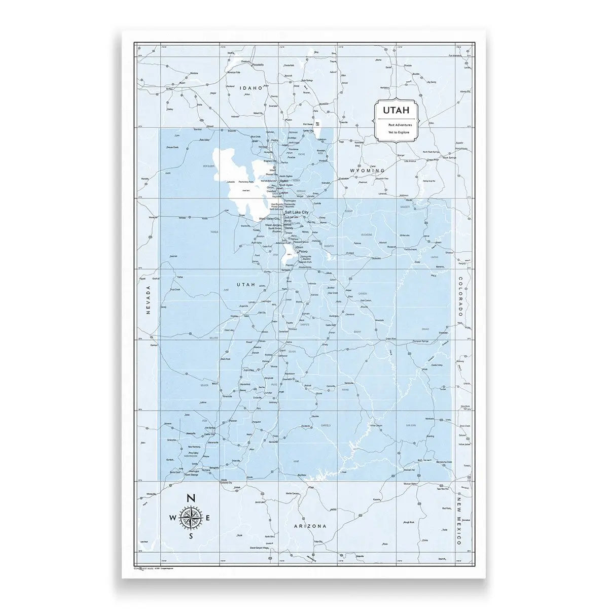 Push Pin Utah Map (Pin Board) - Light Blue Color Splash CM Pin Board