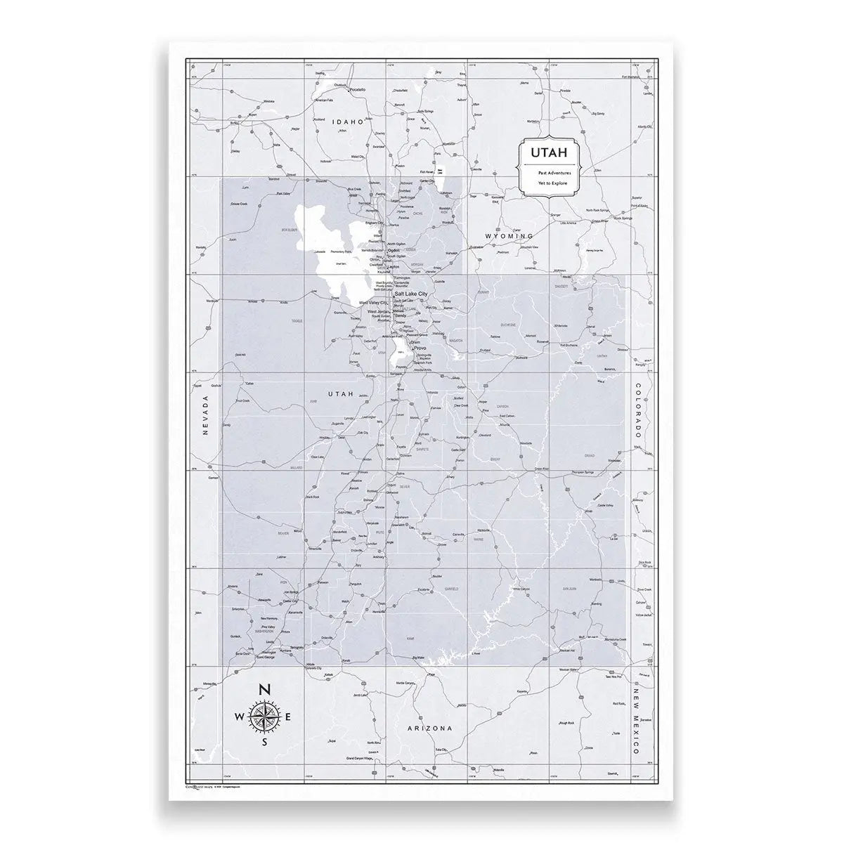 Push Pin Utah Map (Pin Board) - Light Gray Color Splash CM Pin Board