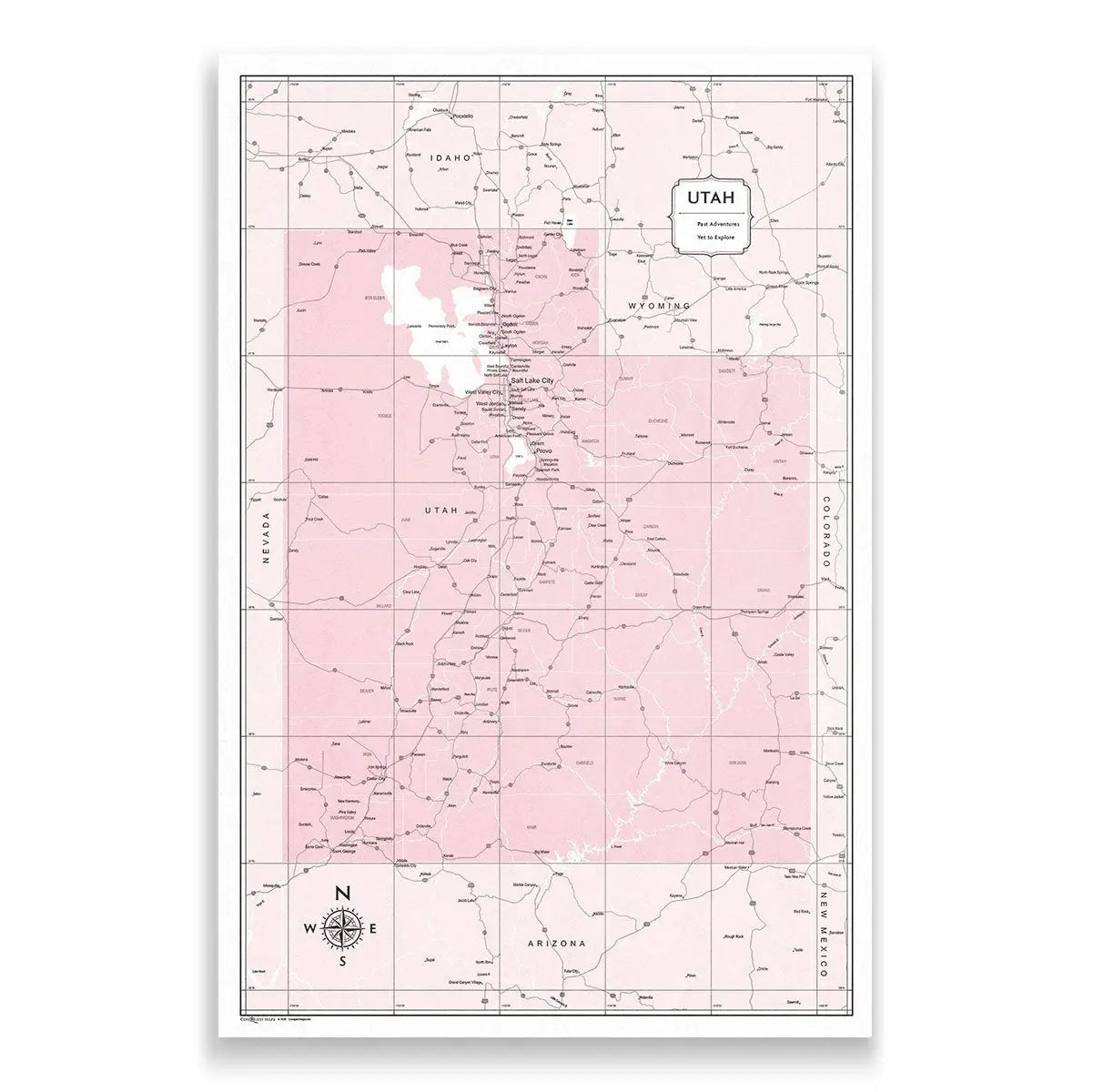 Push Pin Utah Map (Pin Board) - Pink Color Splash CM Pin Board