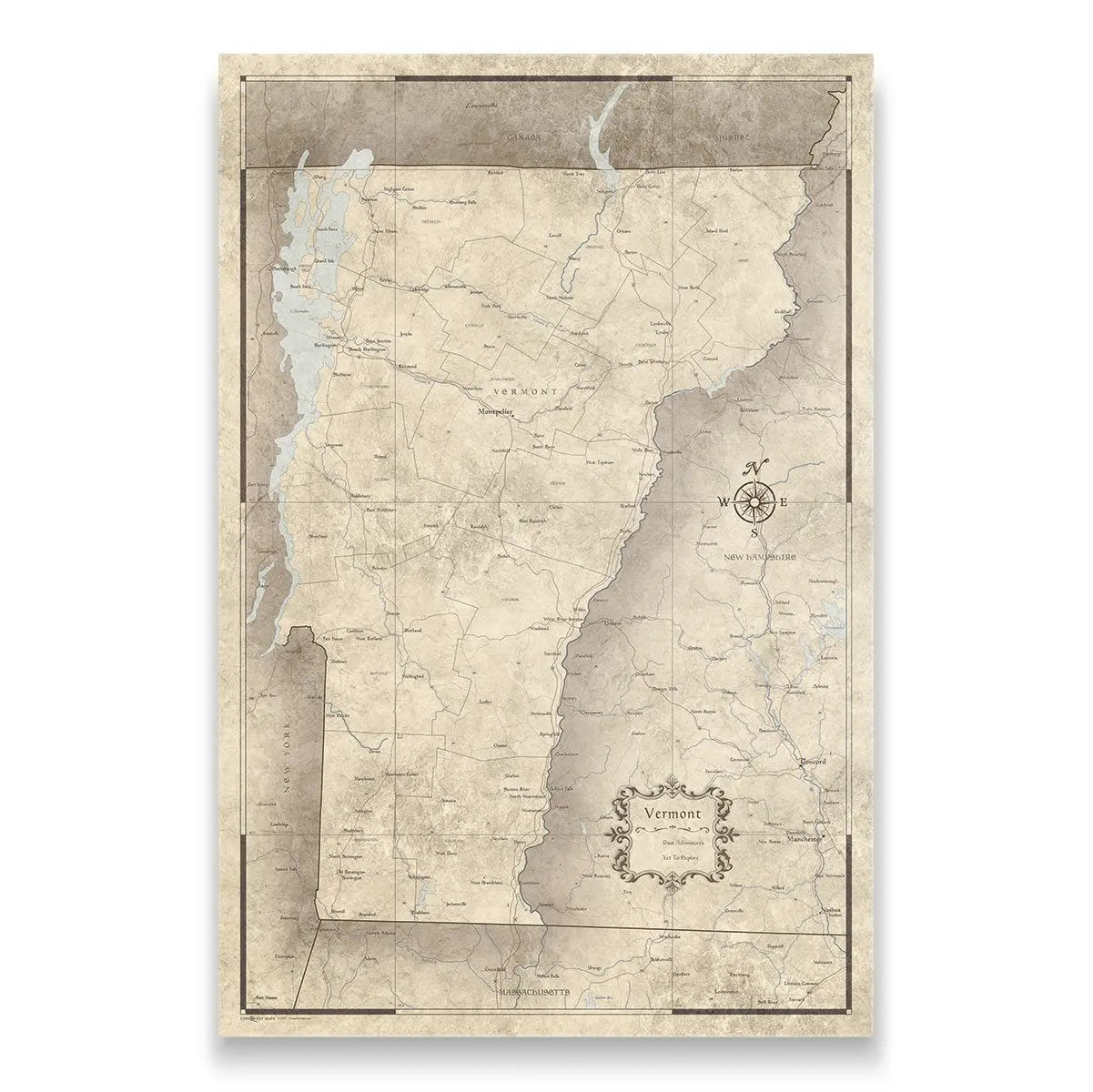 Push Pin Vermont Map (Pin Board) - Rustic Vintage CM Pin Board