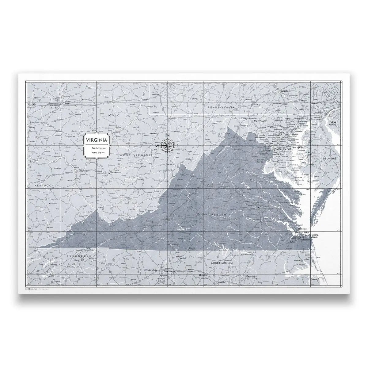 Push Pin Virginia Map (Pin Board) - Dark Gray Color Splash CM Pin Board