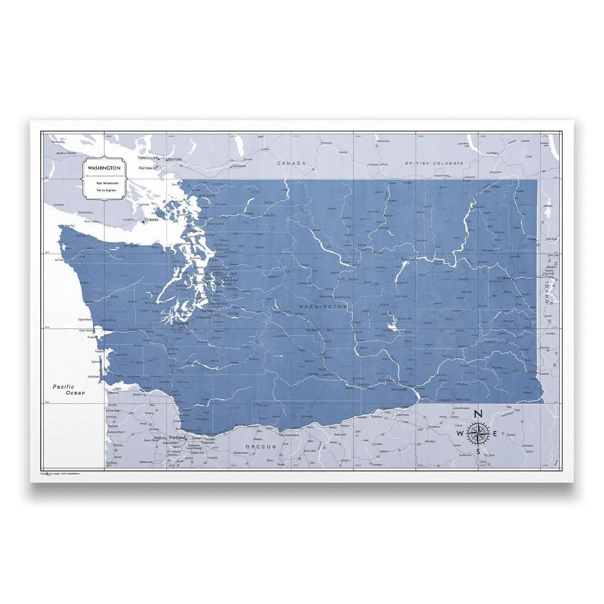 Push Pin Washington Map (Pin Board) - Navy Color Splash CM Pin Board
