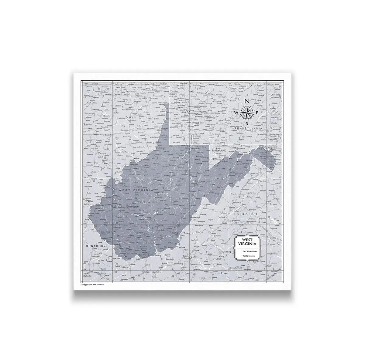 Push Pin West Virginia Map (Pin Board) - Dark Gray Color Splash CM Pin Board