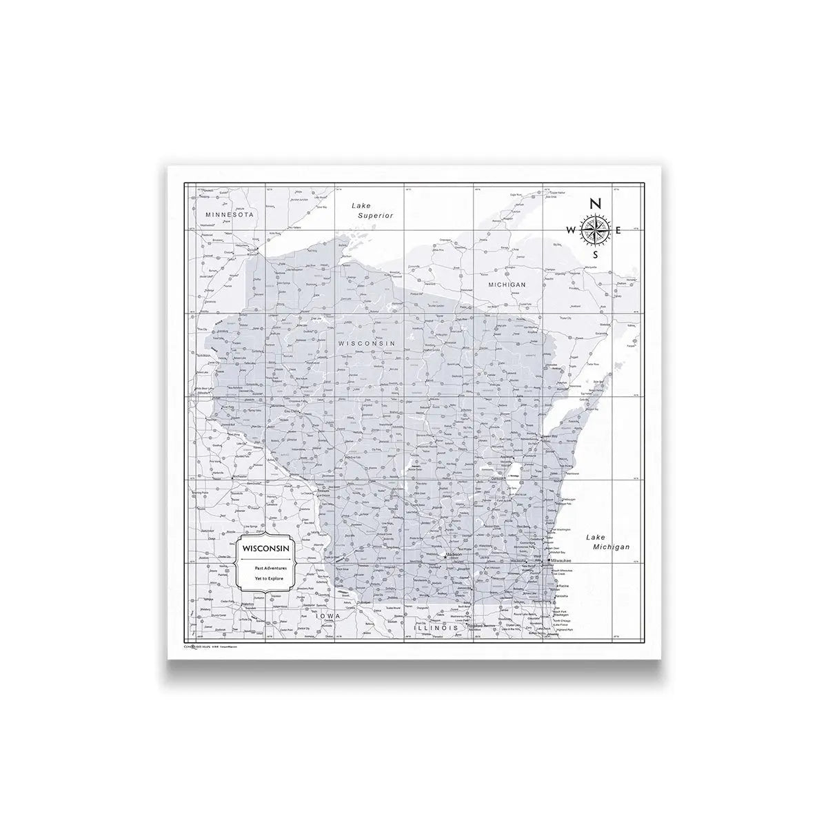 Push Pin Wisconsin Map (Pin Board) - Light Gray Color Splash CM Pin Board