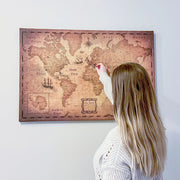 Push Pin World Map - Golden Aged - Overstock Sale CM Pin Board