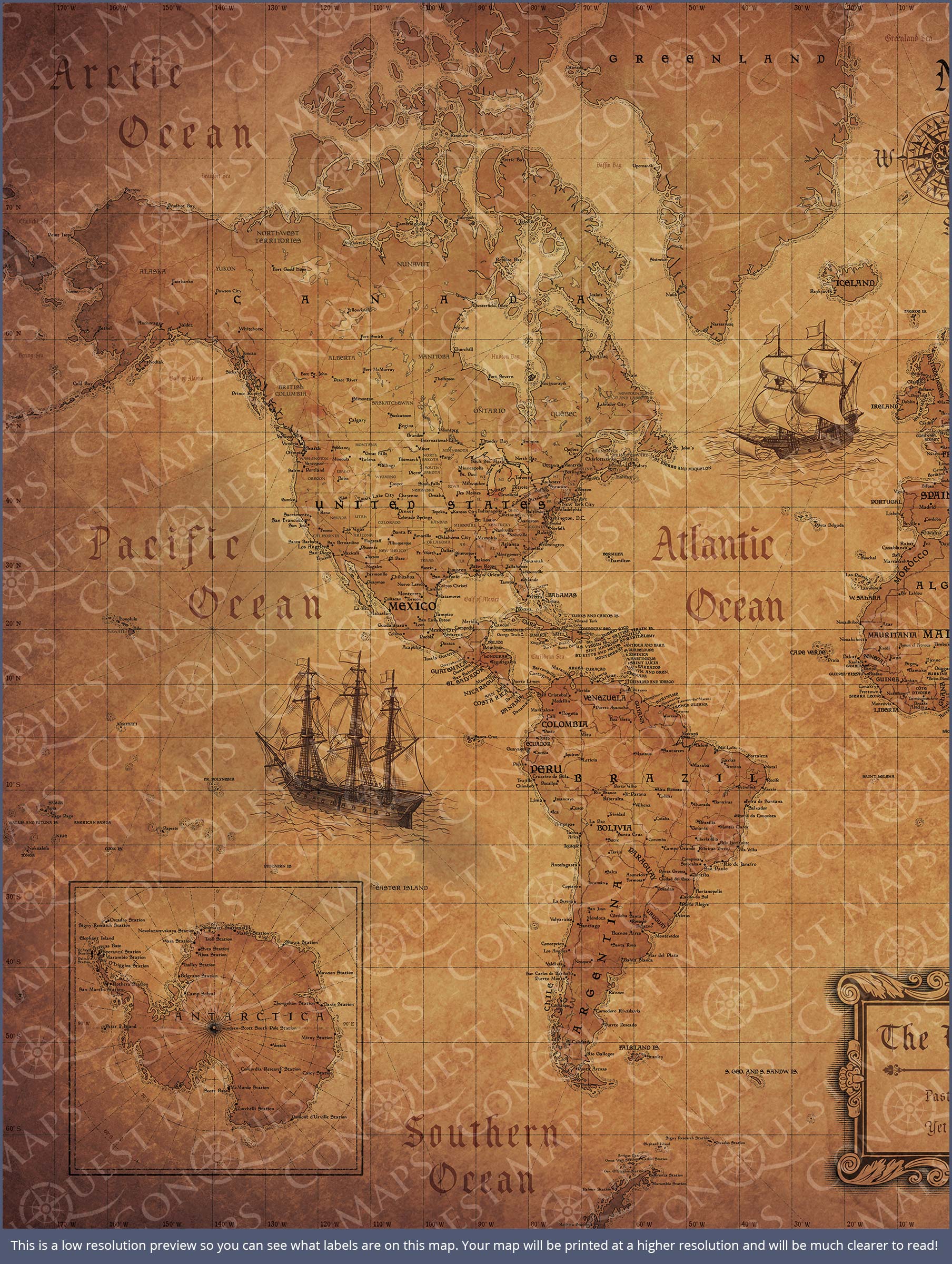 Push Pin World Map - Golden Aged CM Pin Board
