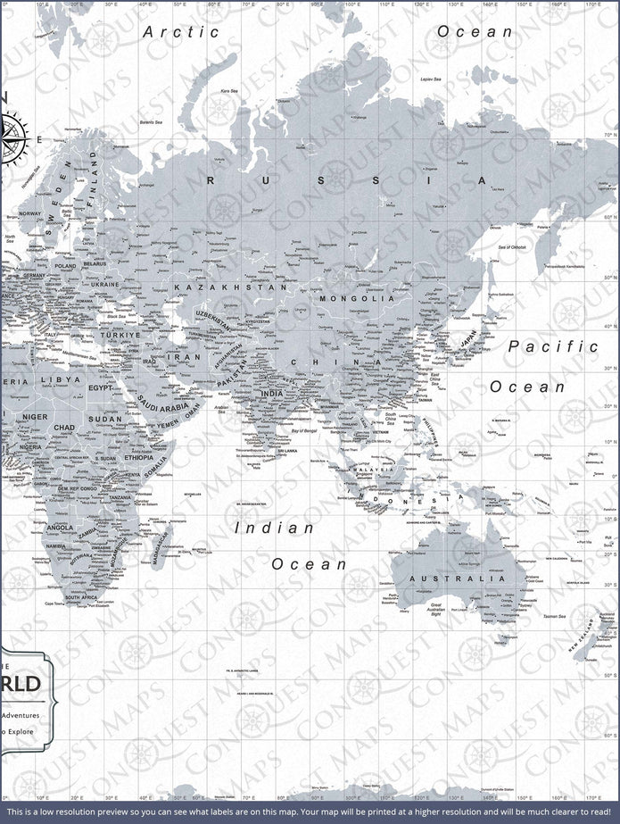 Push Pin World Map - Light Gray Color Splash CM Pin Board