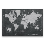 Push Pin World Map - Modern Slate CM Pin Board