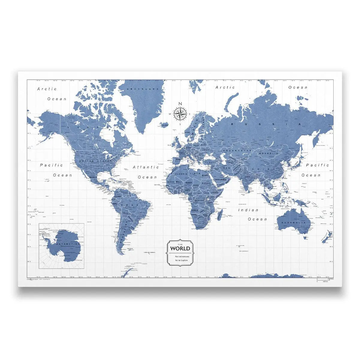 Push Pin World Map - Navy Color Splash CM Pin Board
