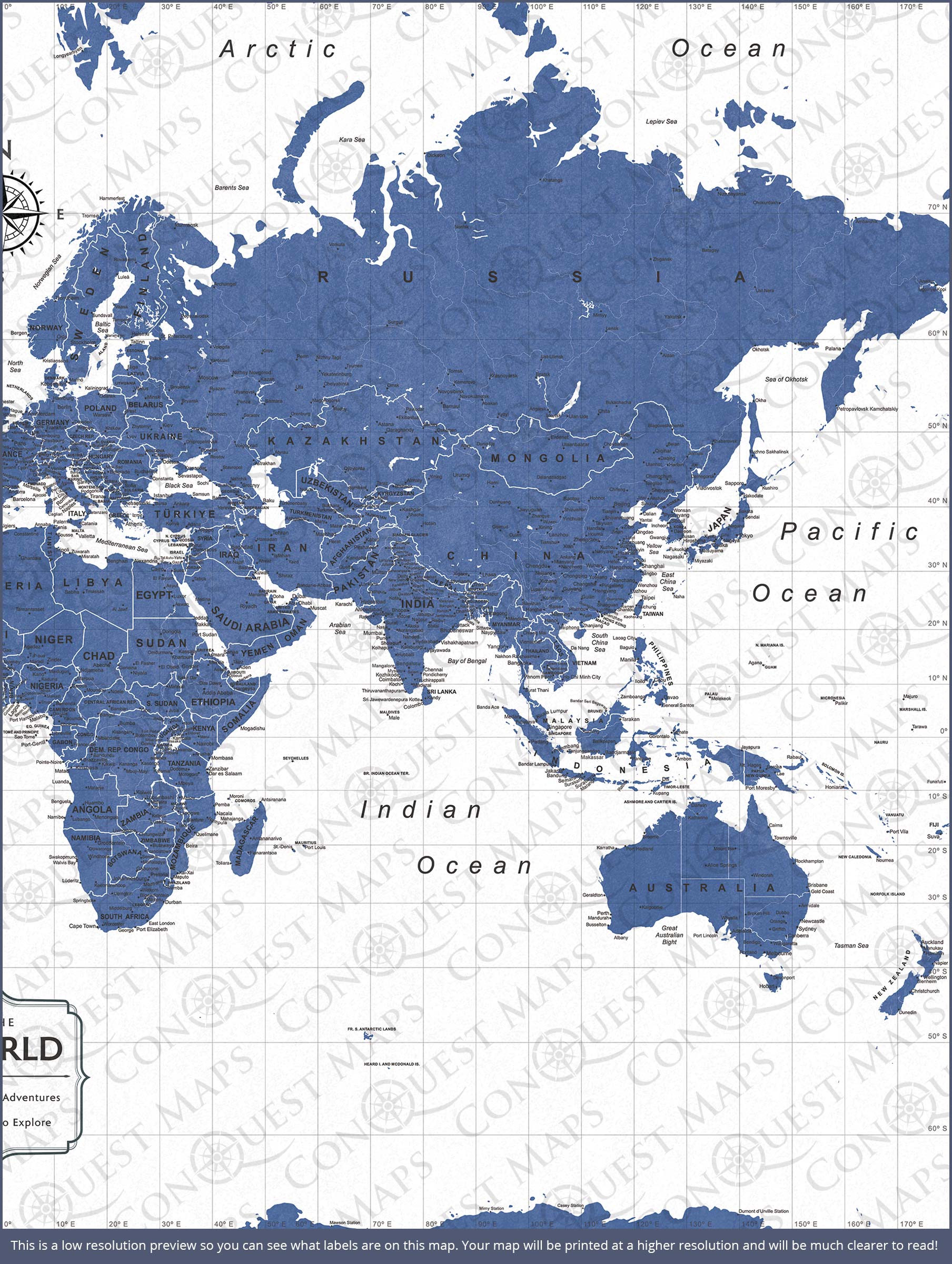 Push Pin World Map - Navy Color Splash CM Pin Board