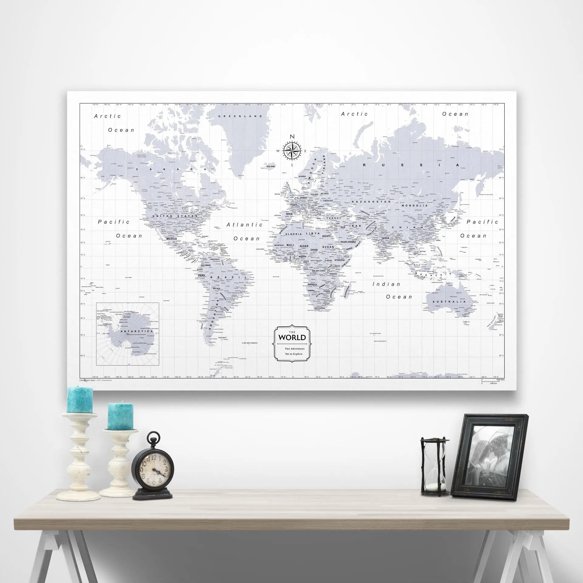 World Map Poster - Light Gray Color Splash CM Poster