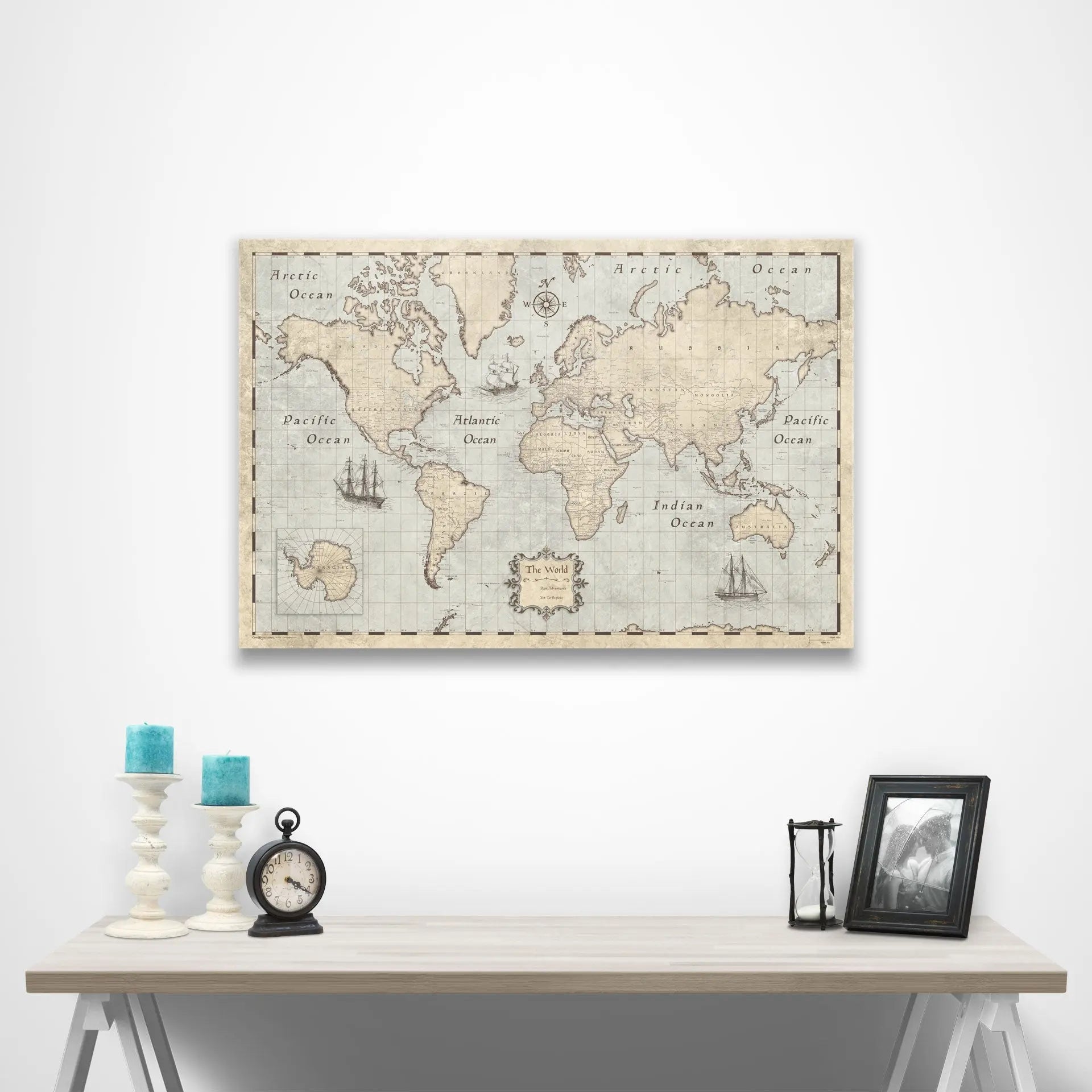World Map Poster - Rustic Vintage CM Poster