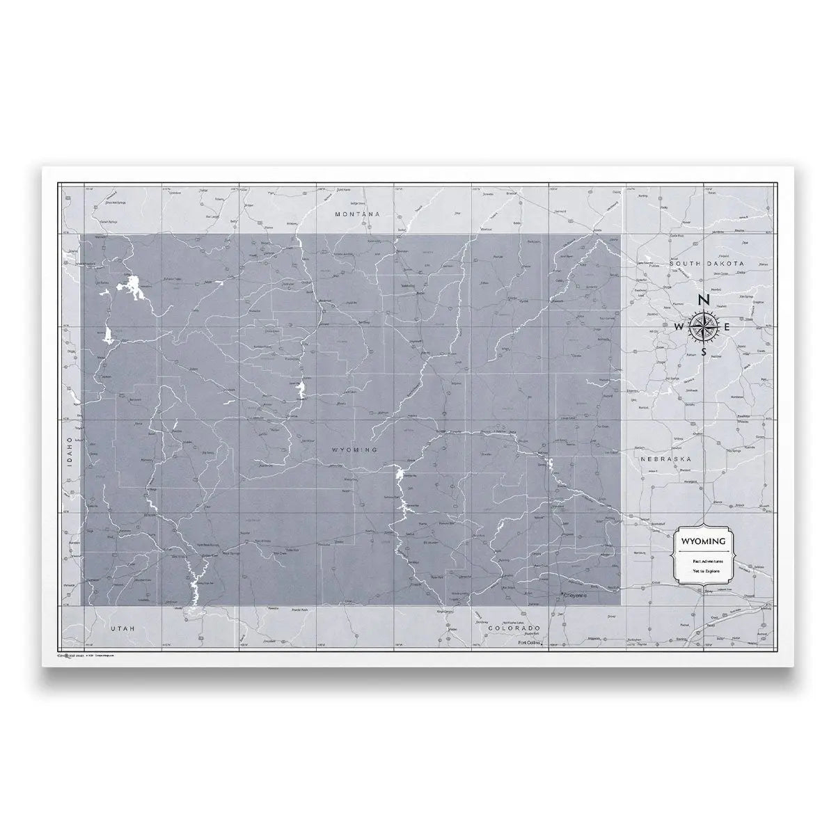 Push Pin Wyoming Map (Pin Board) - Dark Gray Color Splash CM Pin Board