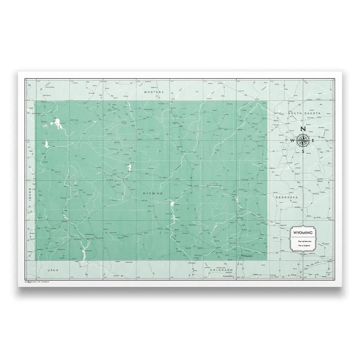 Push Pin Wyoming Map (Pin Board) - Green Color Splash CM Pin Board
