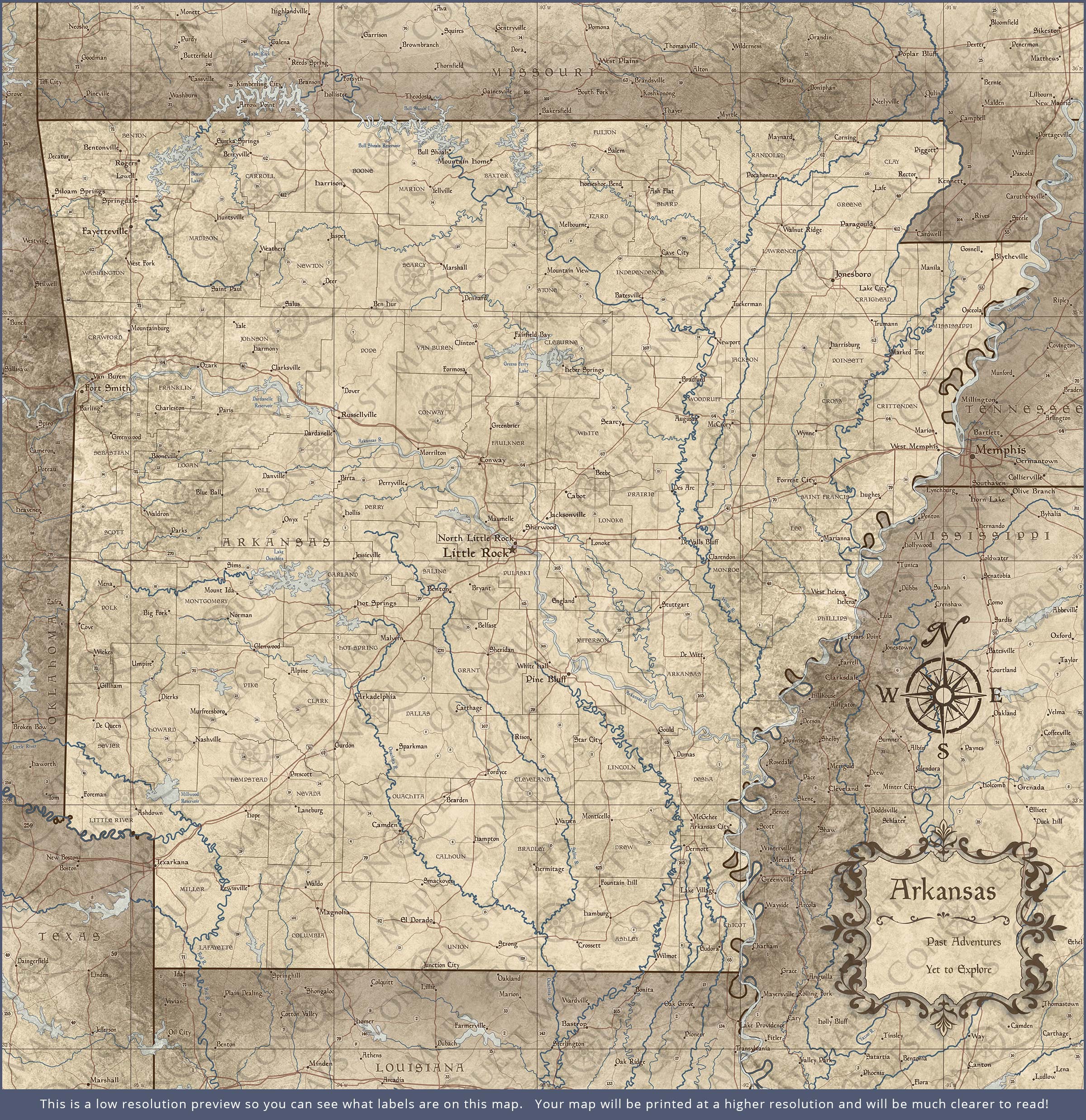 Push Pin Arkansas Map (Pin Board) - Rustic Vintage CM Pin Board