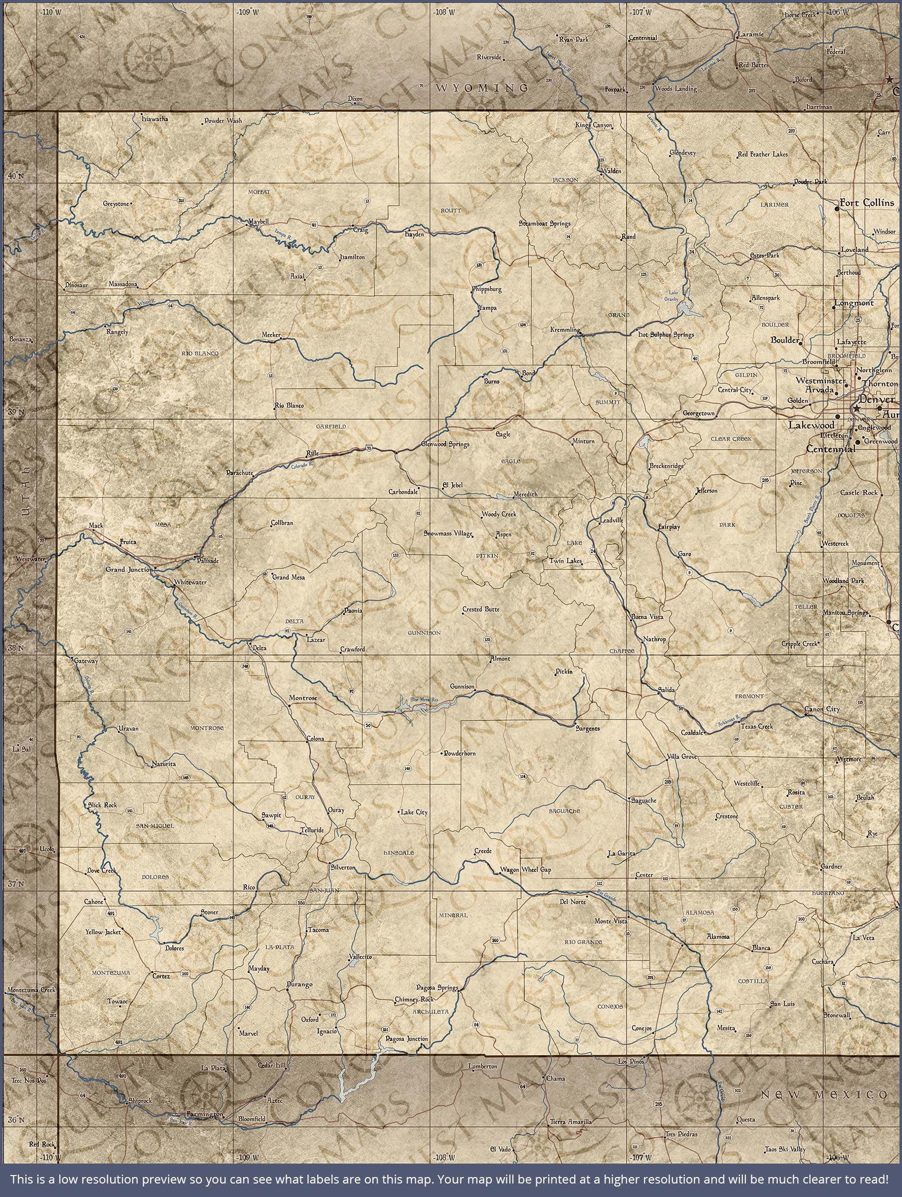 Push Pin Colorado Map (Pin Board) - Rustic Vintage CM Pin Board