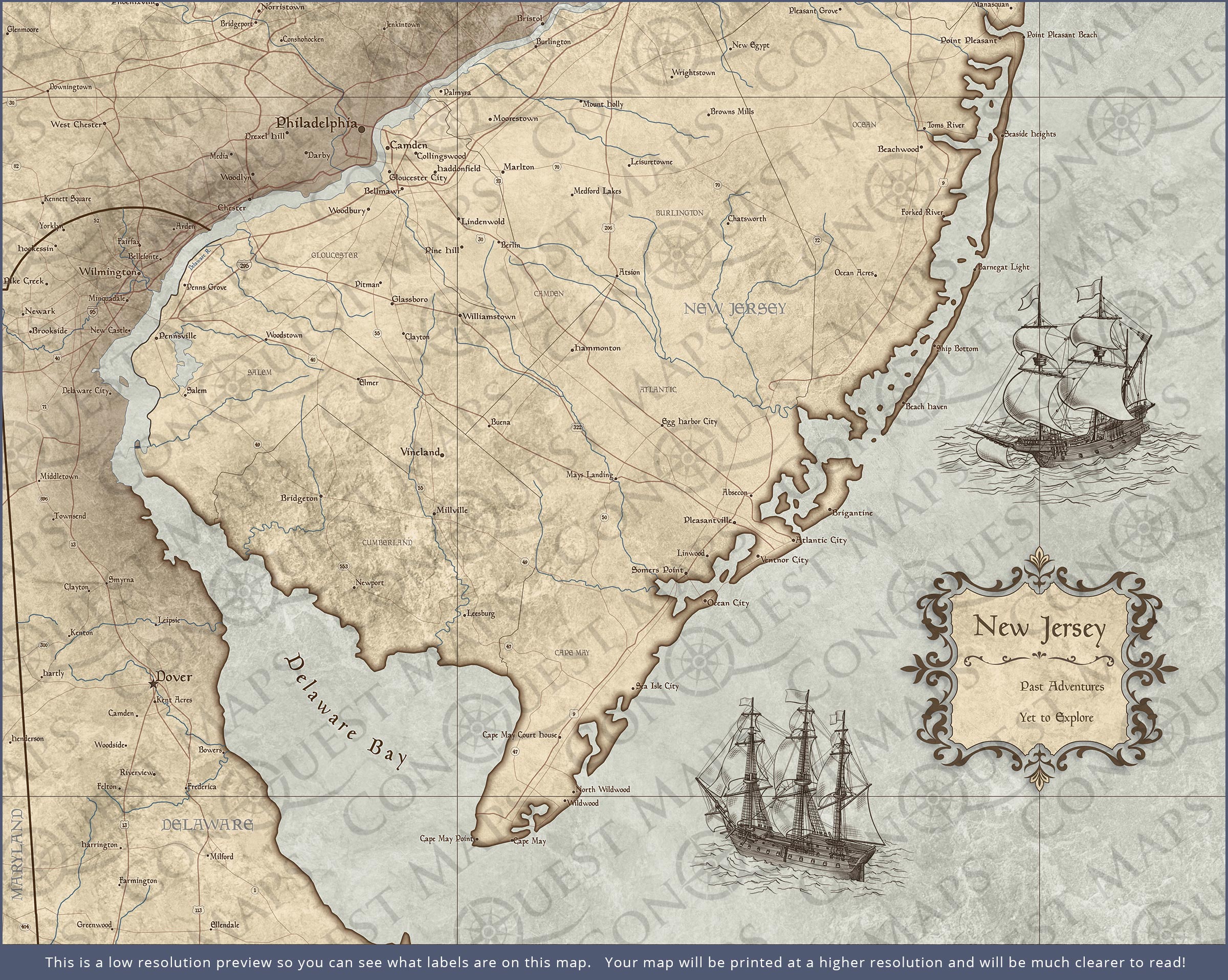 Push Pin New Jersey Map (Pin Board) - Rustic Vintage CM Pin Board