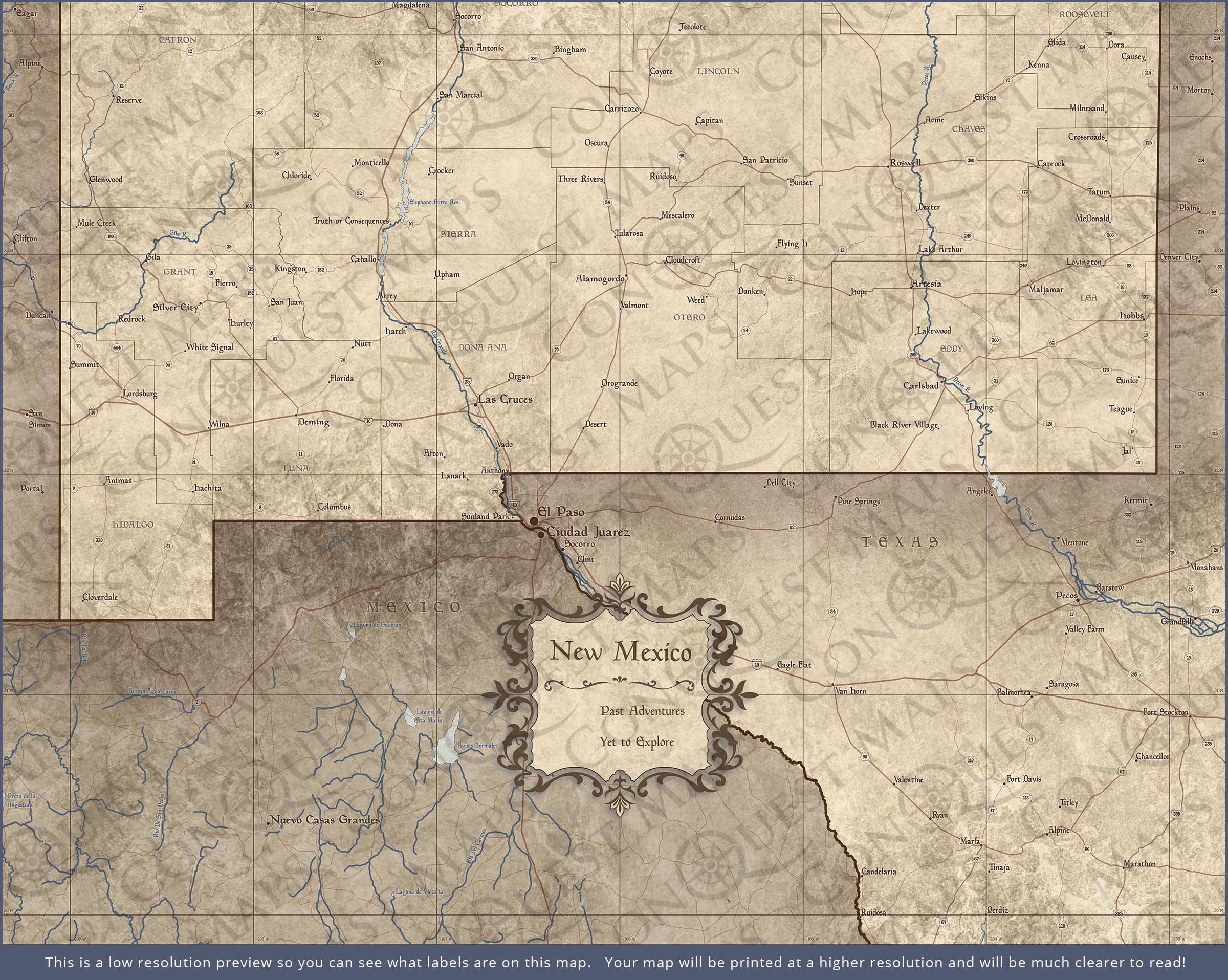 Push Pin New Mexico Map (Pin Board) - Rustic Vintage CM Pin Board