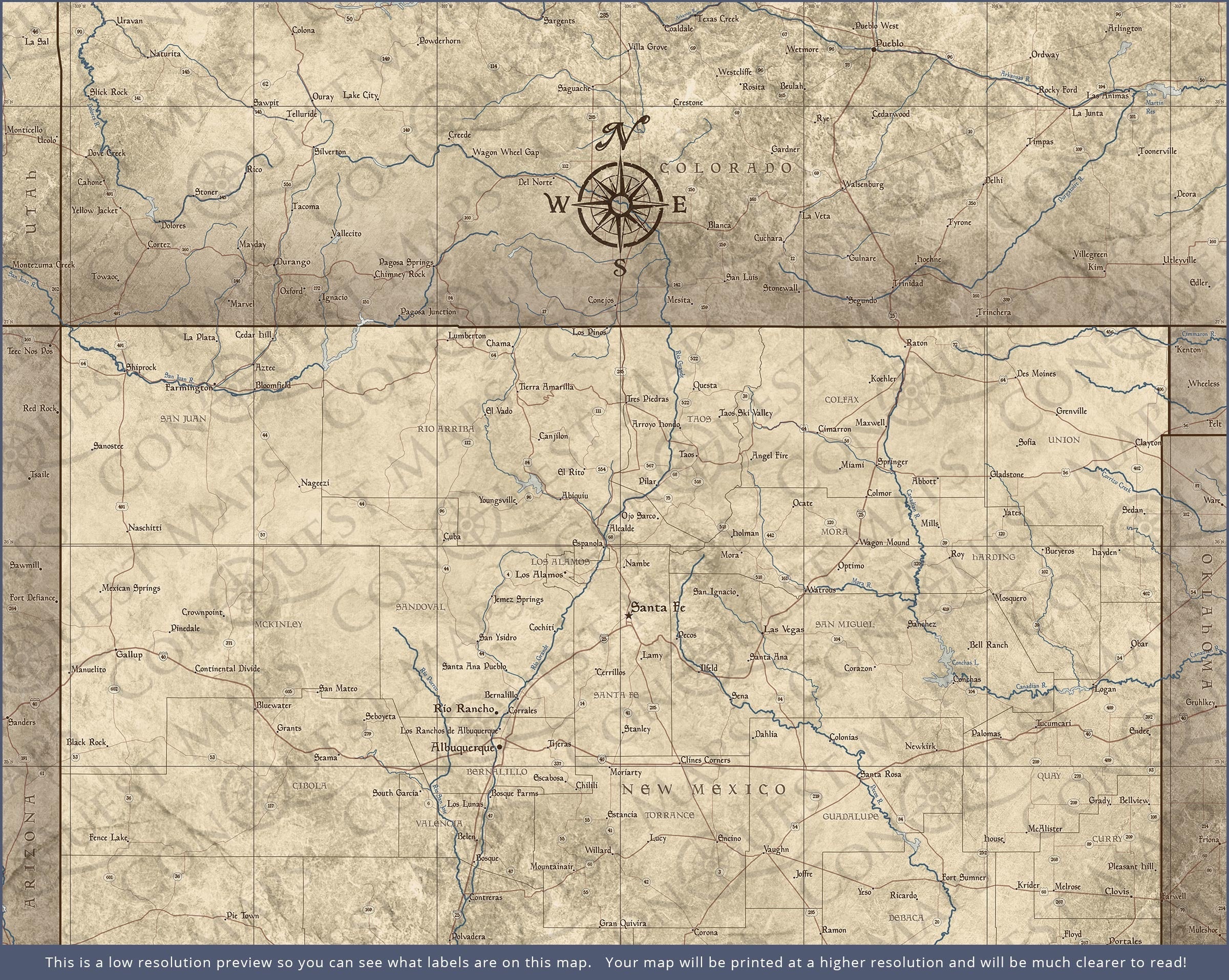 Push Pin New Mexico Map (Pin Board) - Rustic Vintage CM Pin Board